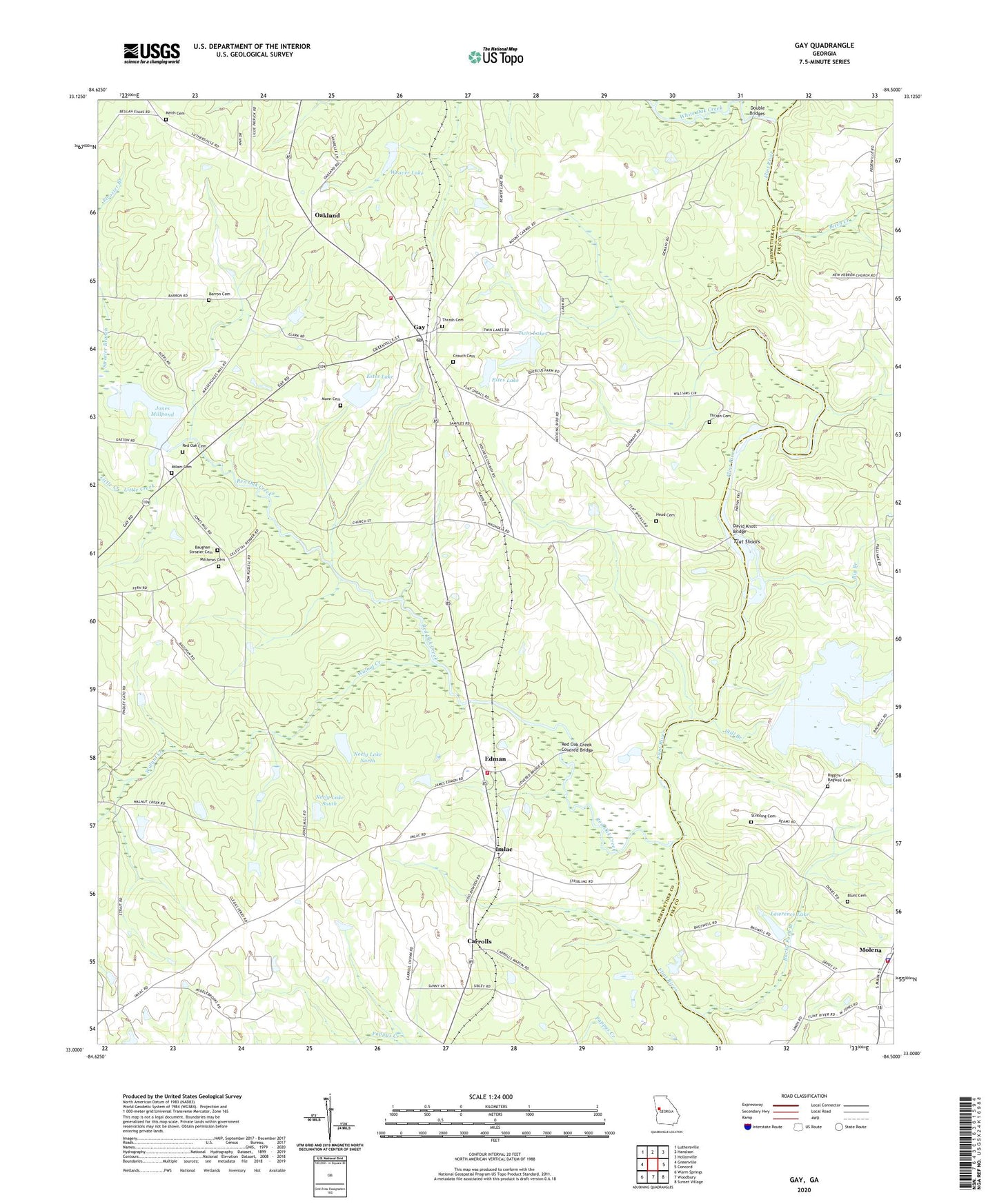 Gay Georgia US Topo Map Image