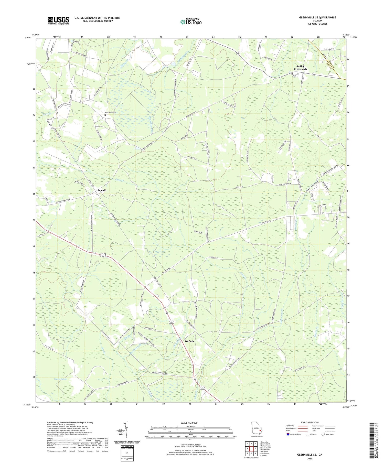 Glennville SE Georgia US Topo Map Image