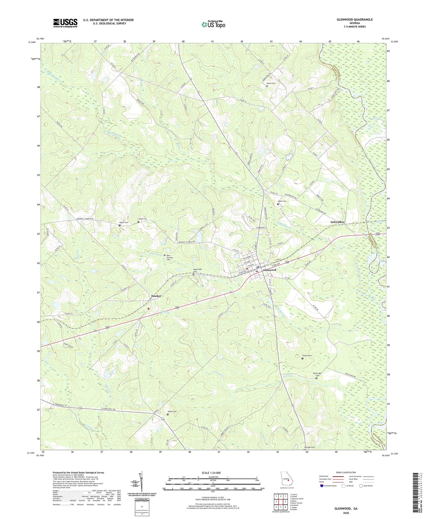 Glenwood Georgia US Topo Map Image