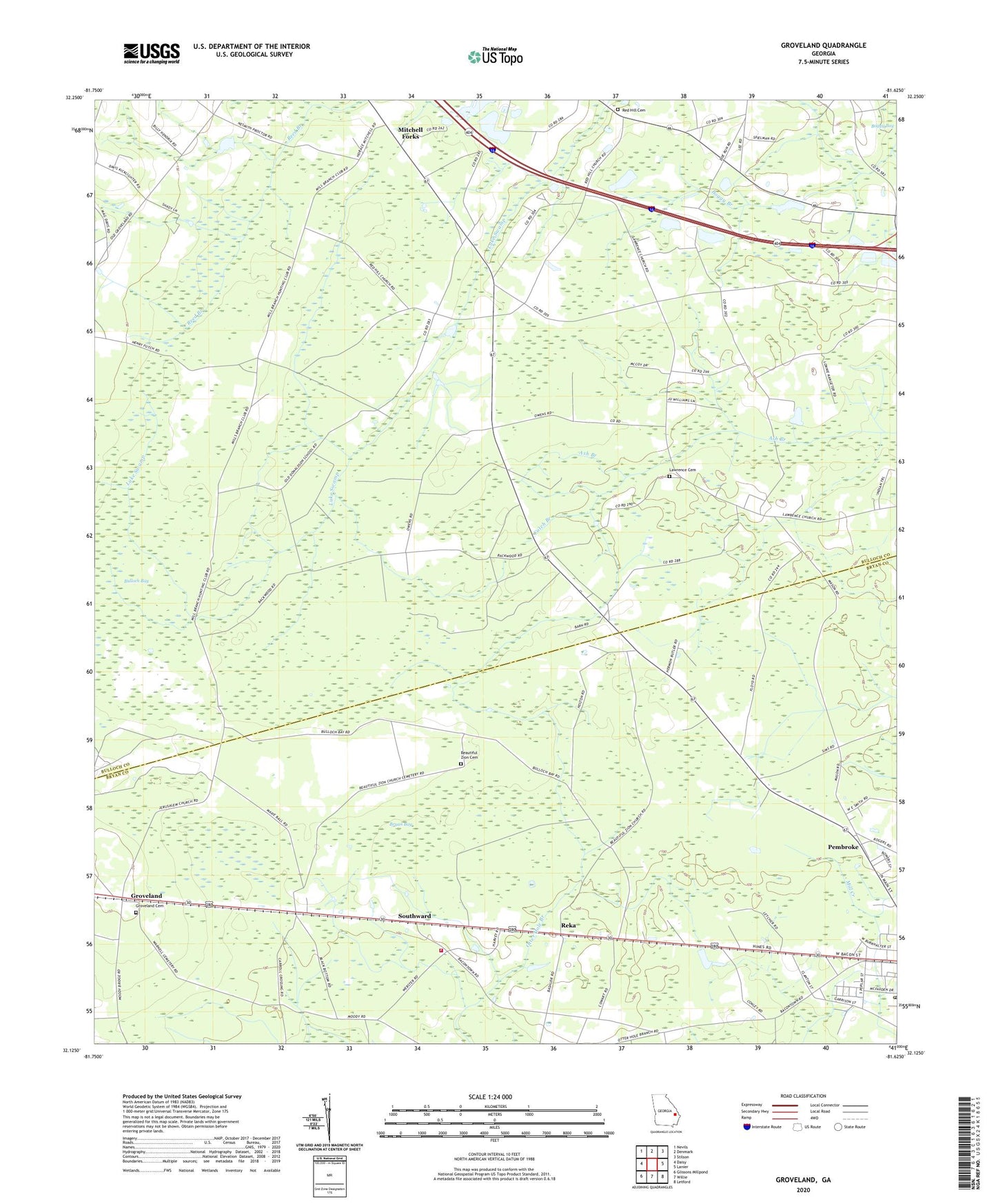 Groveland Georgia US Topo Map Image