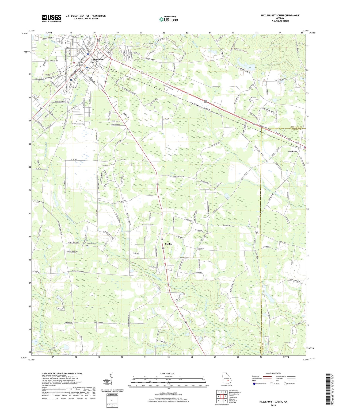 Hazlehurst South Georgia US Topo Map Image