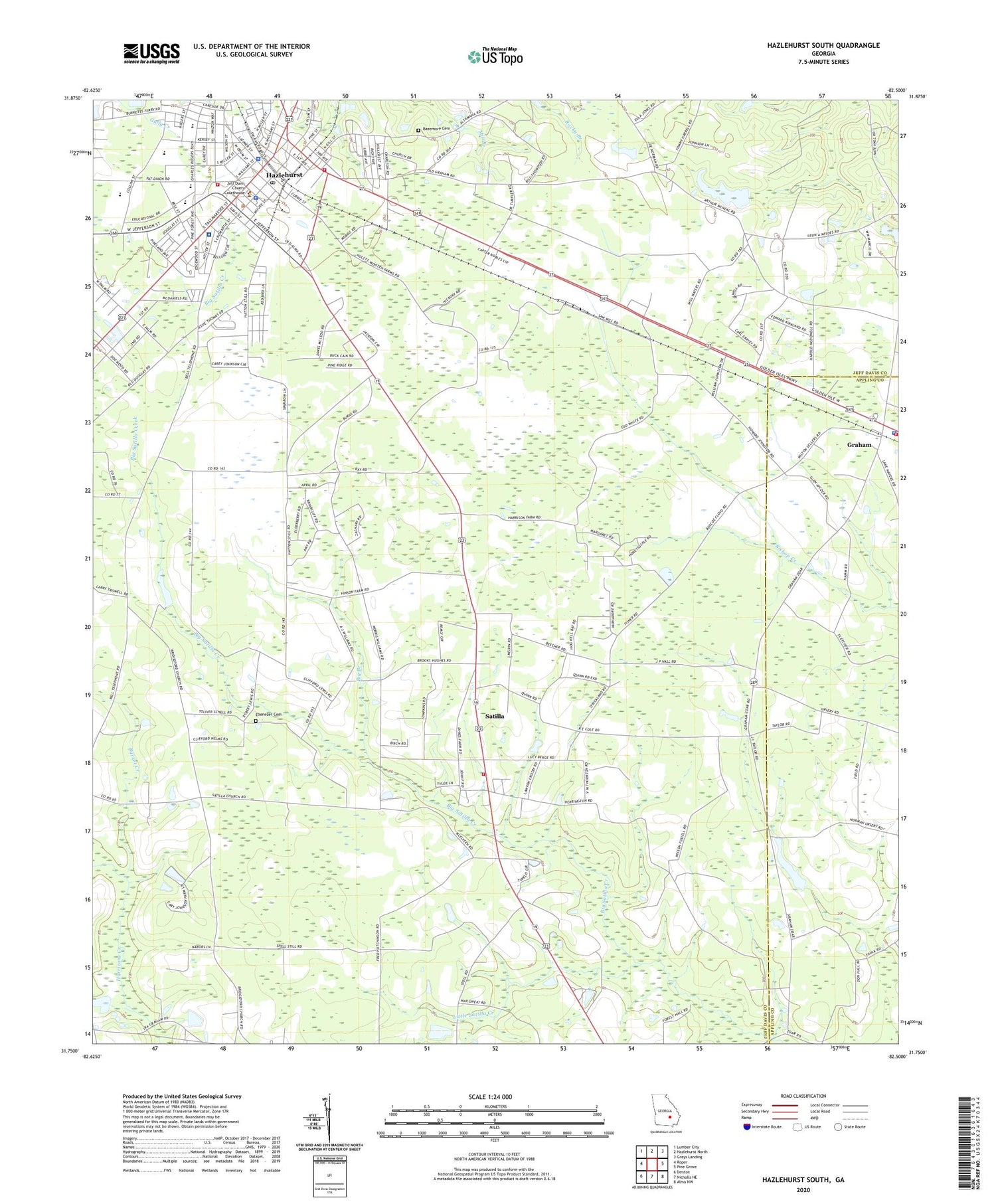 Hazlehurst South Georgia US Topo Map Image