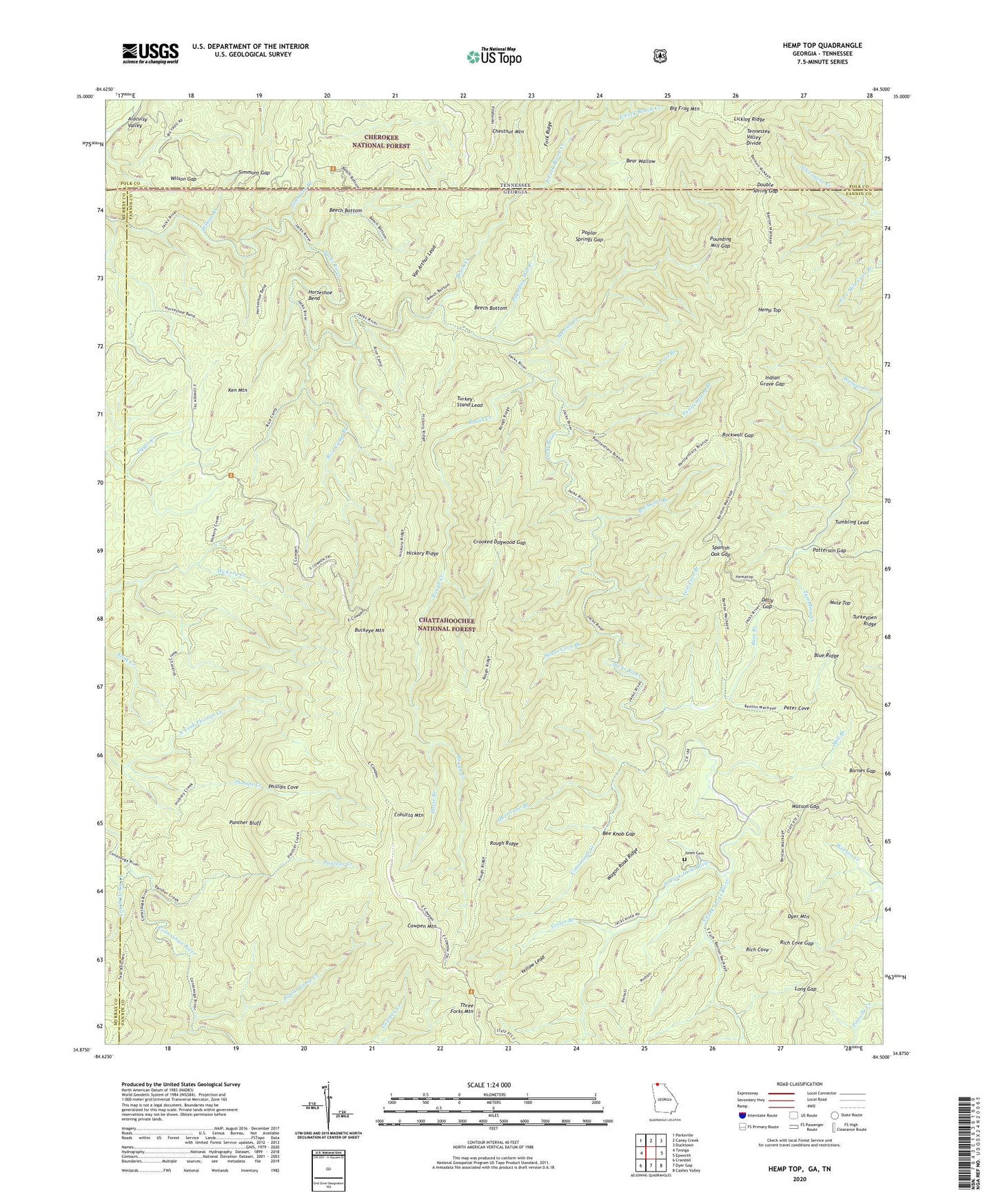 Hemp Top Georgia US Topo Map Image
