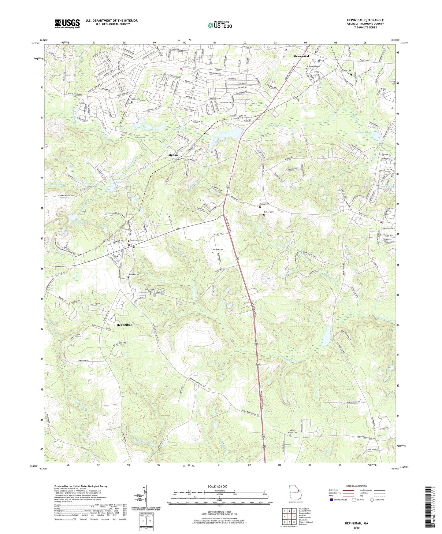 Hephzibah Georgia US Topo Map Image