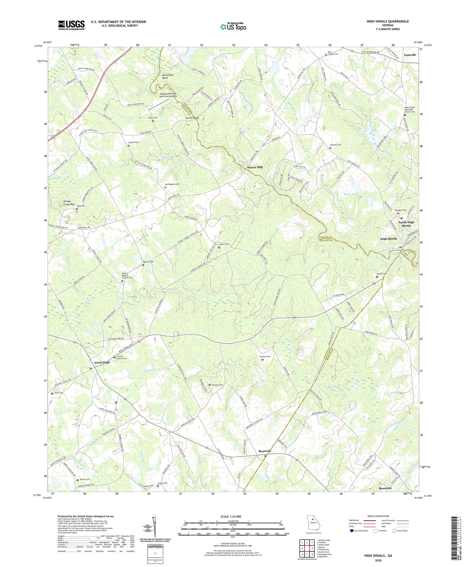 High Shoals Georgia US Topo Map Image
