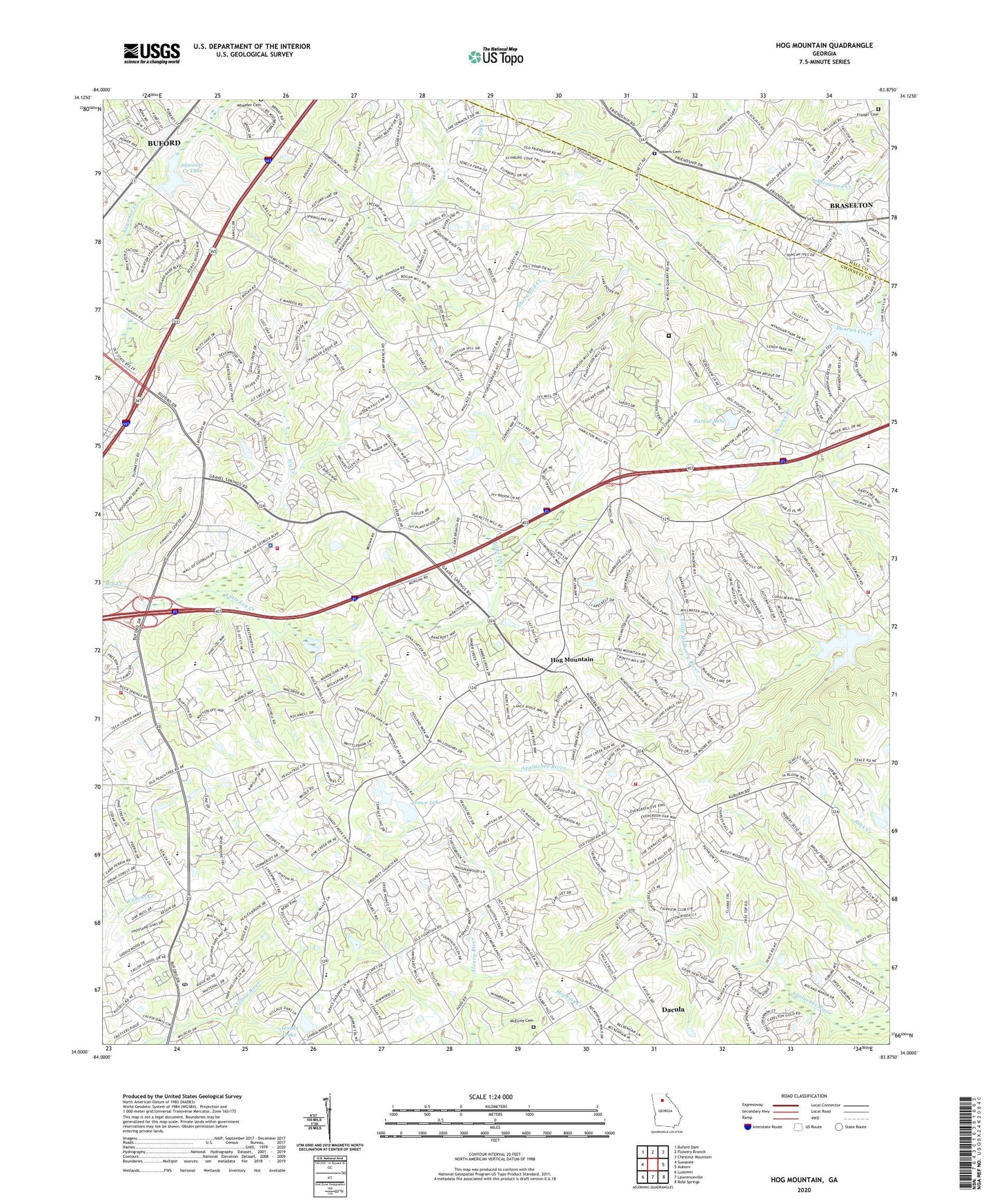 Hog Mountain Georgia US Topo Map Image