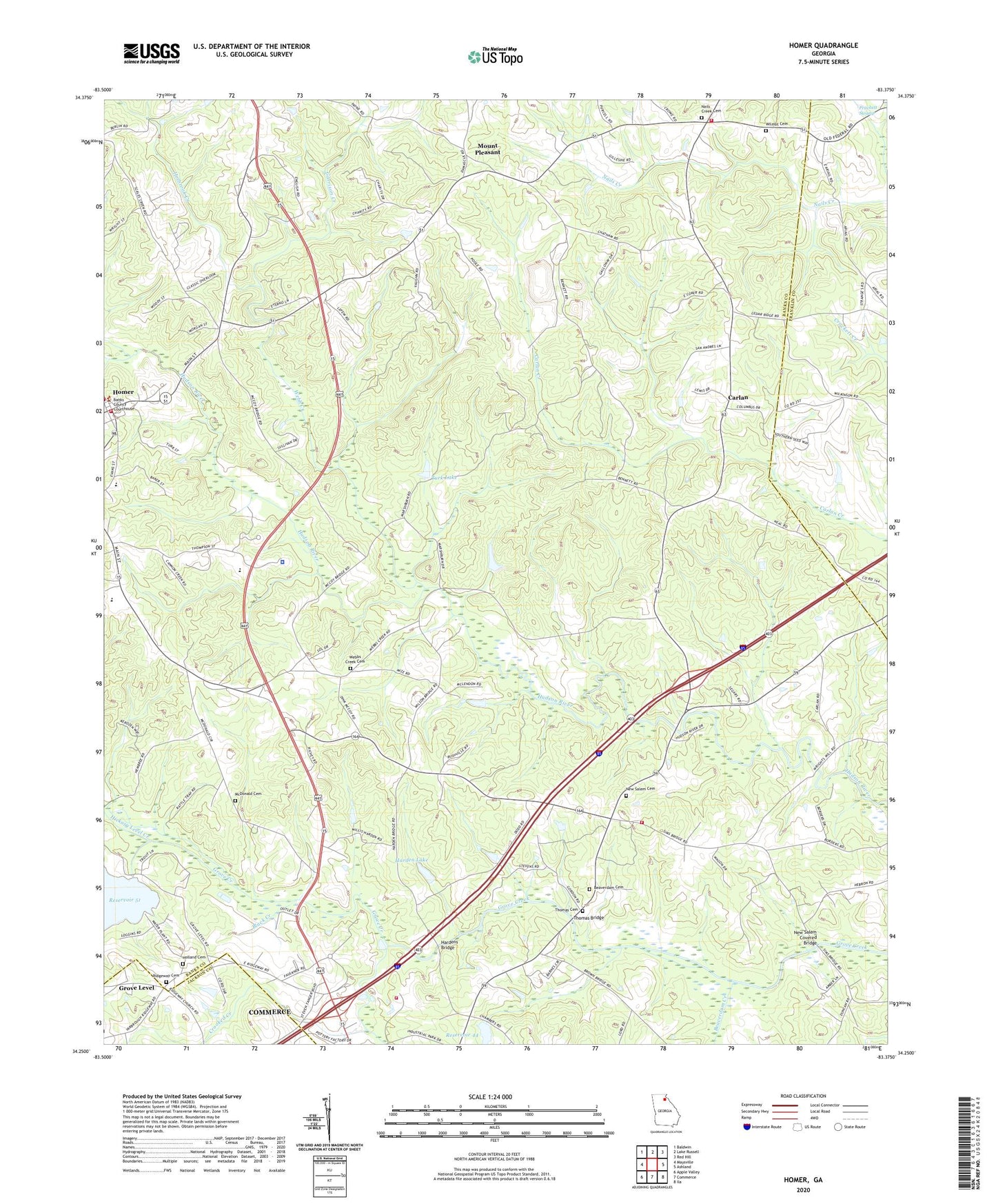 Homer Georgia US Topo Map Image
