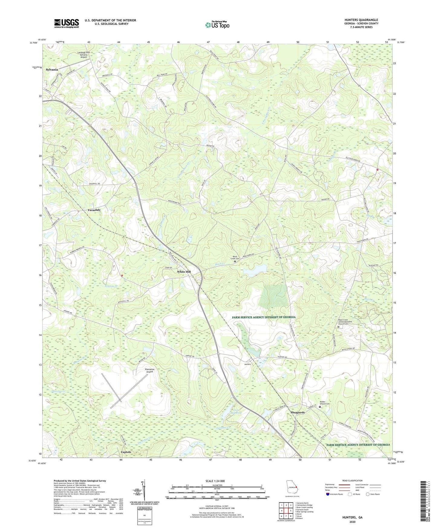 Hunters Georgia US Topo Map Image