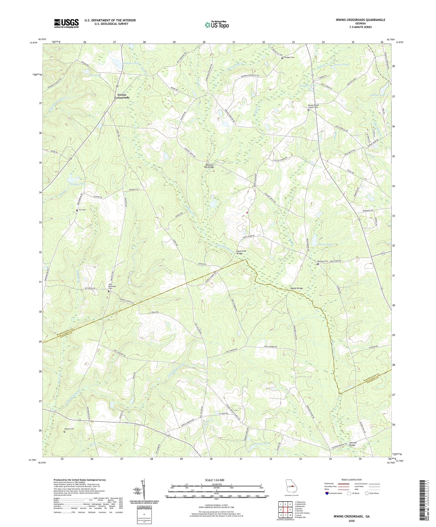 Irwins Crossroads Georgia US Topo Map Image