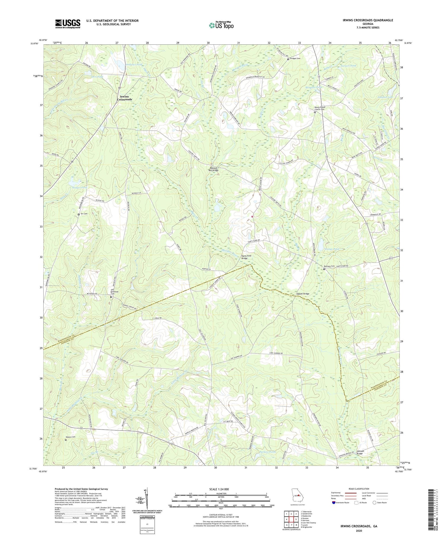 Irwins Crossroads Georgia US Topo Map Image