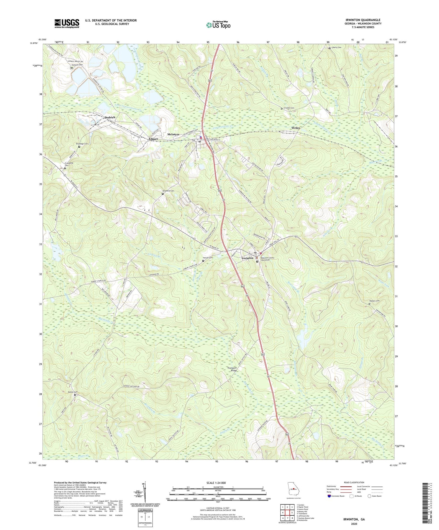 Irwinton Georgia US Topo Map Image