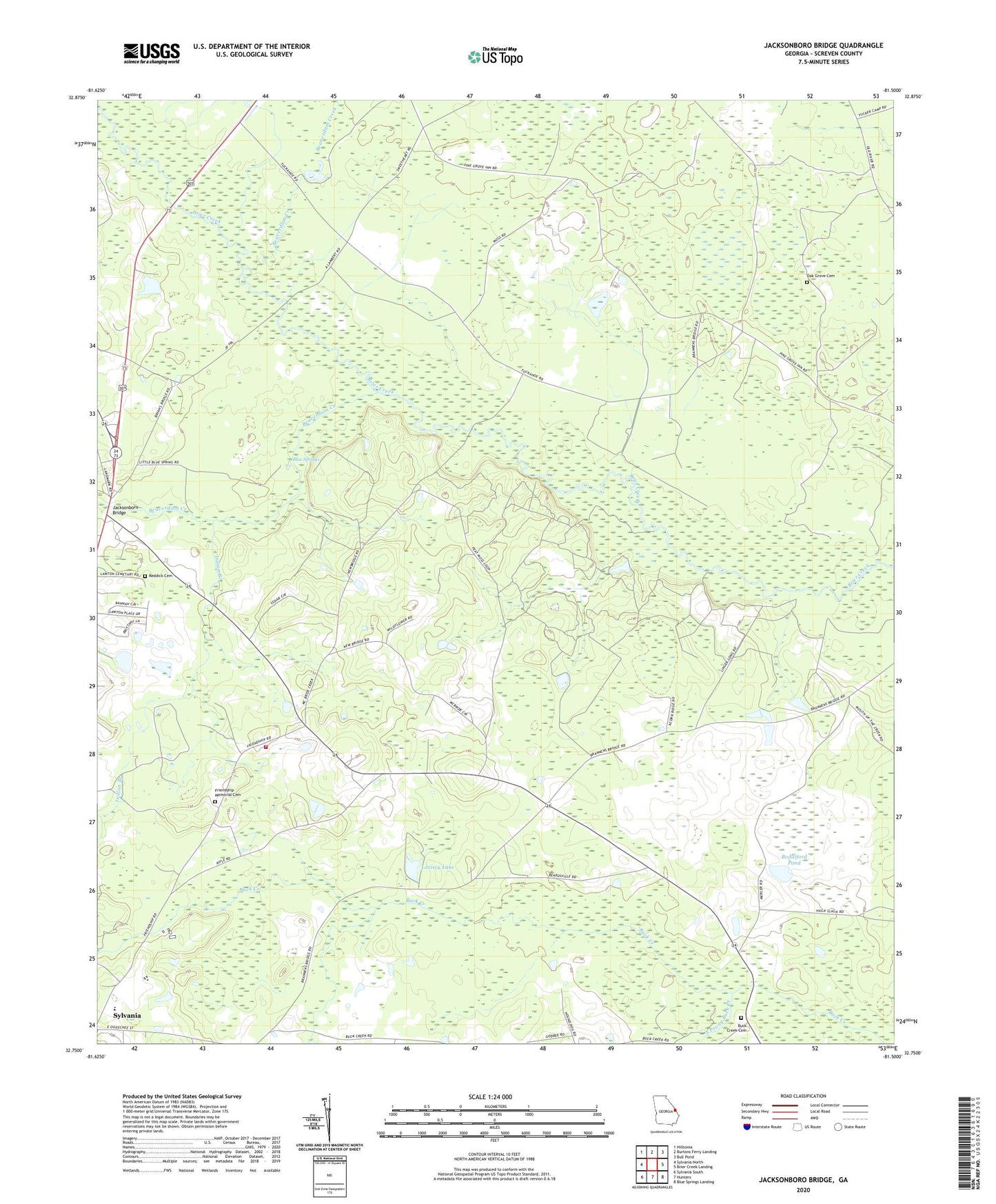 Jacksonboro Bridge Georgia US Topo Map Image