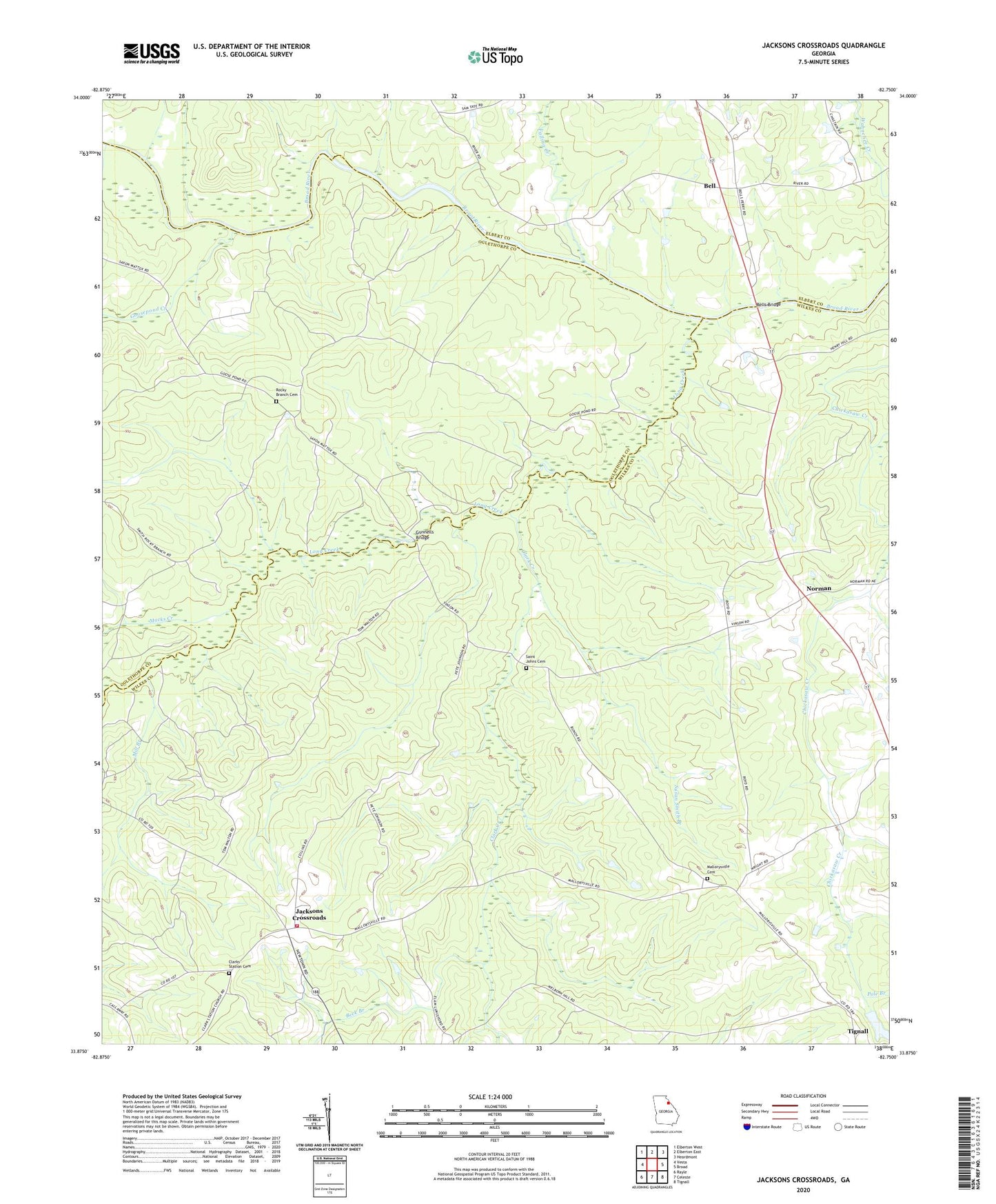 Jacksons Crossroads Georgia US Topo Map Image
