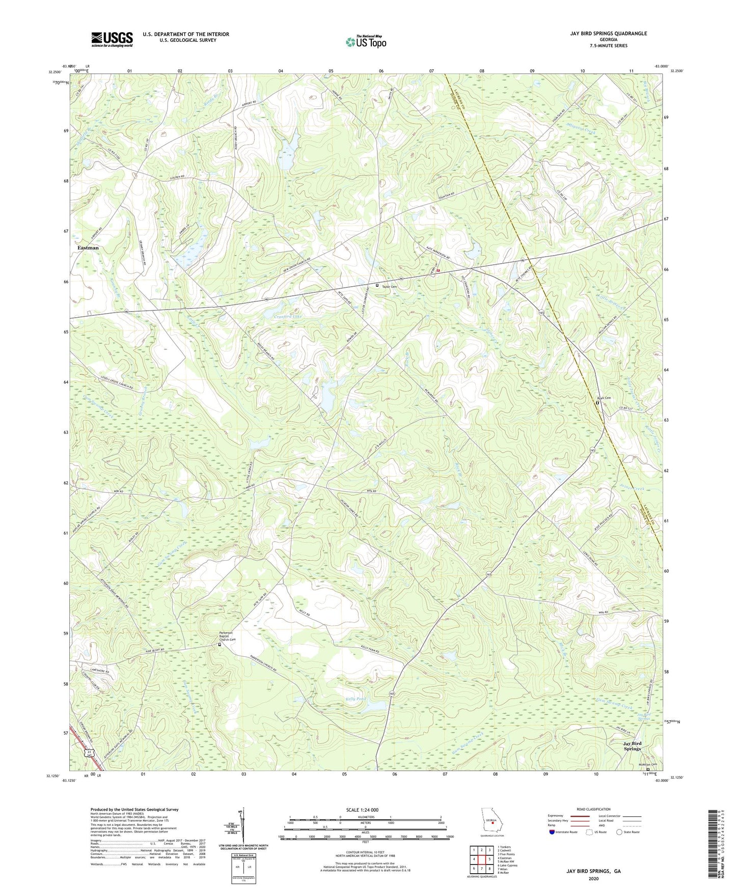 Jay Bird Springs Georgia US Topo Map Image