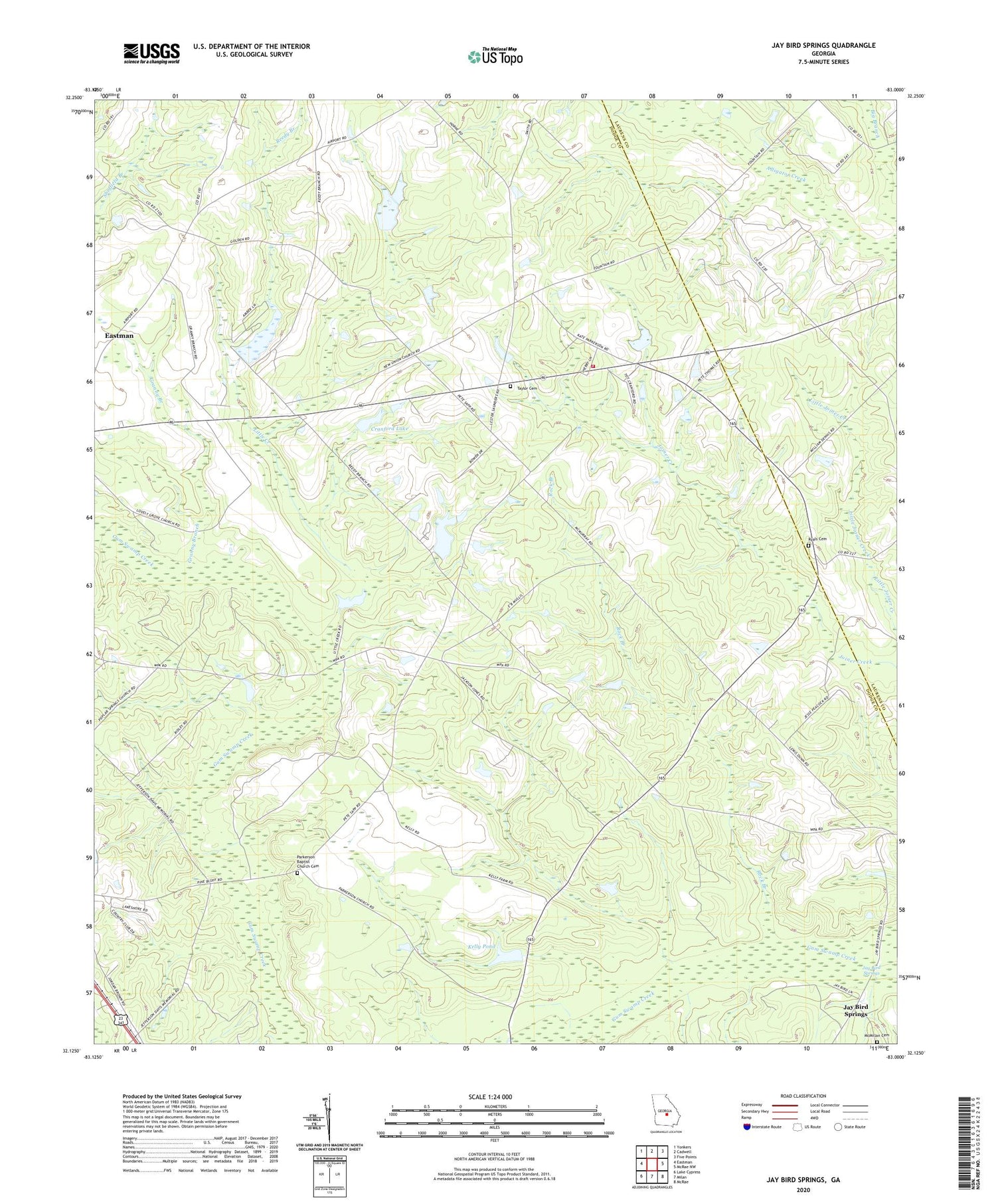 Jay Bird Springs Georgia US Topo Map Image