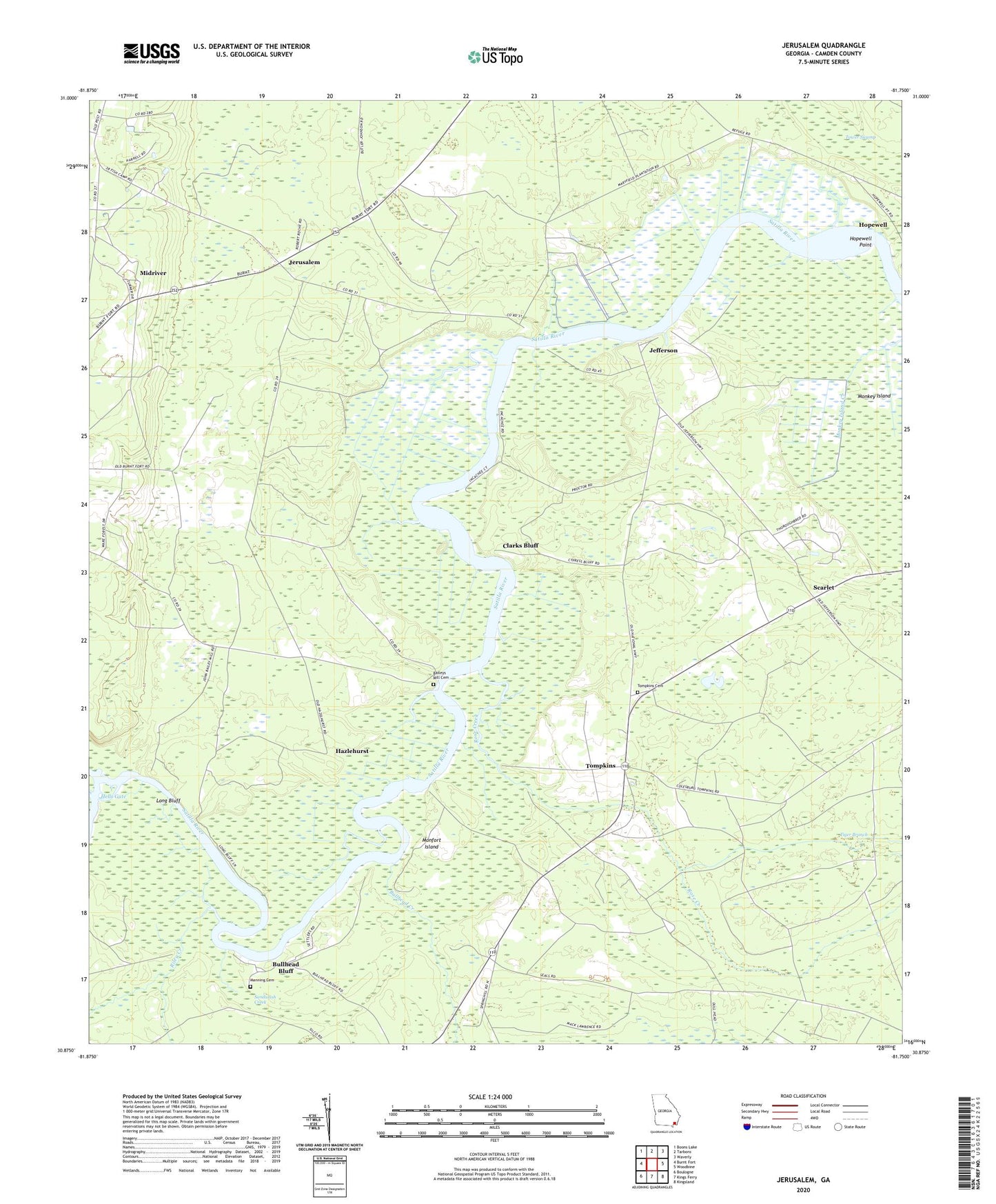 Jerusalem Georgia US Topo Map Image