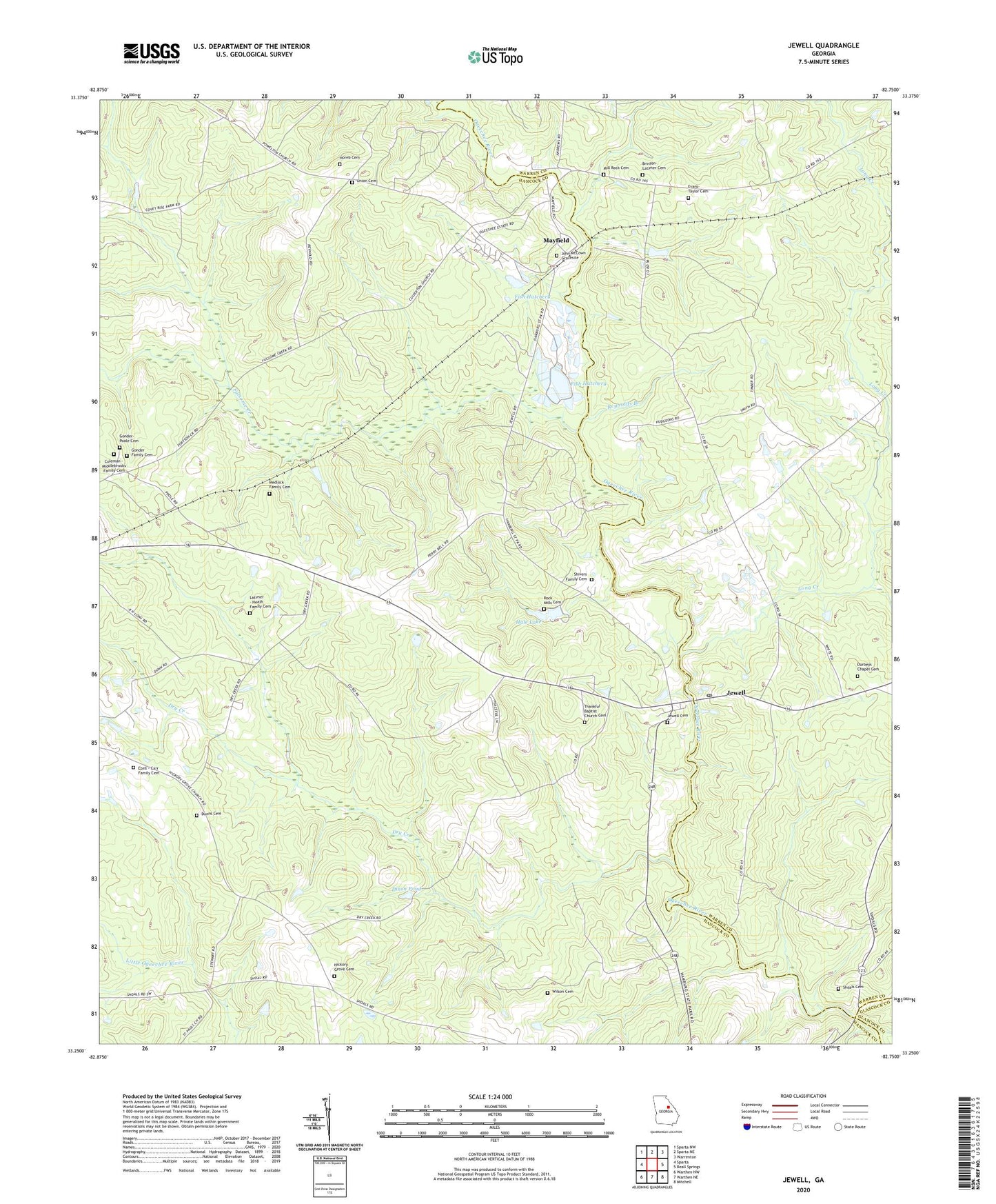 Jewell Georgia US Topo Map Image