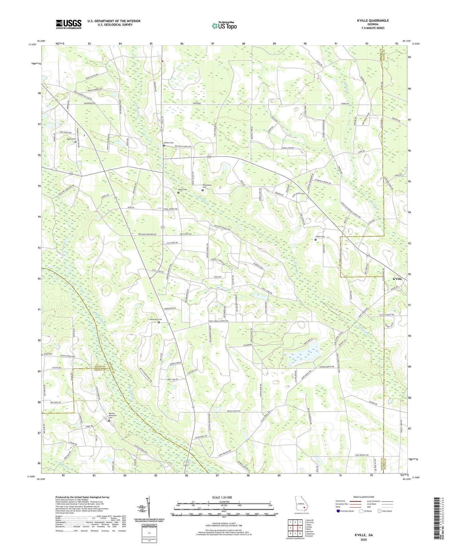K'Ville Georgia US Topo Map Image