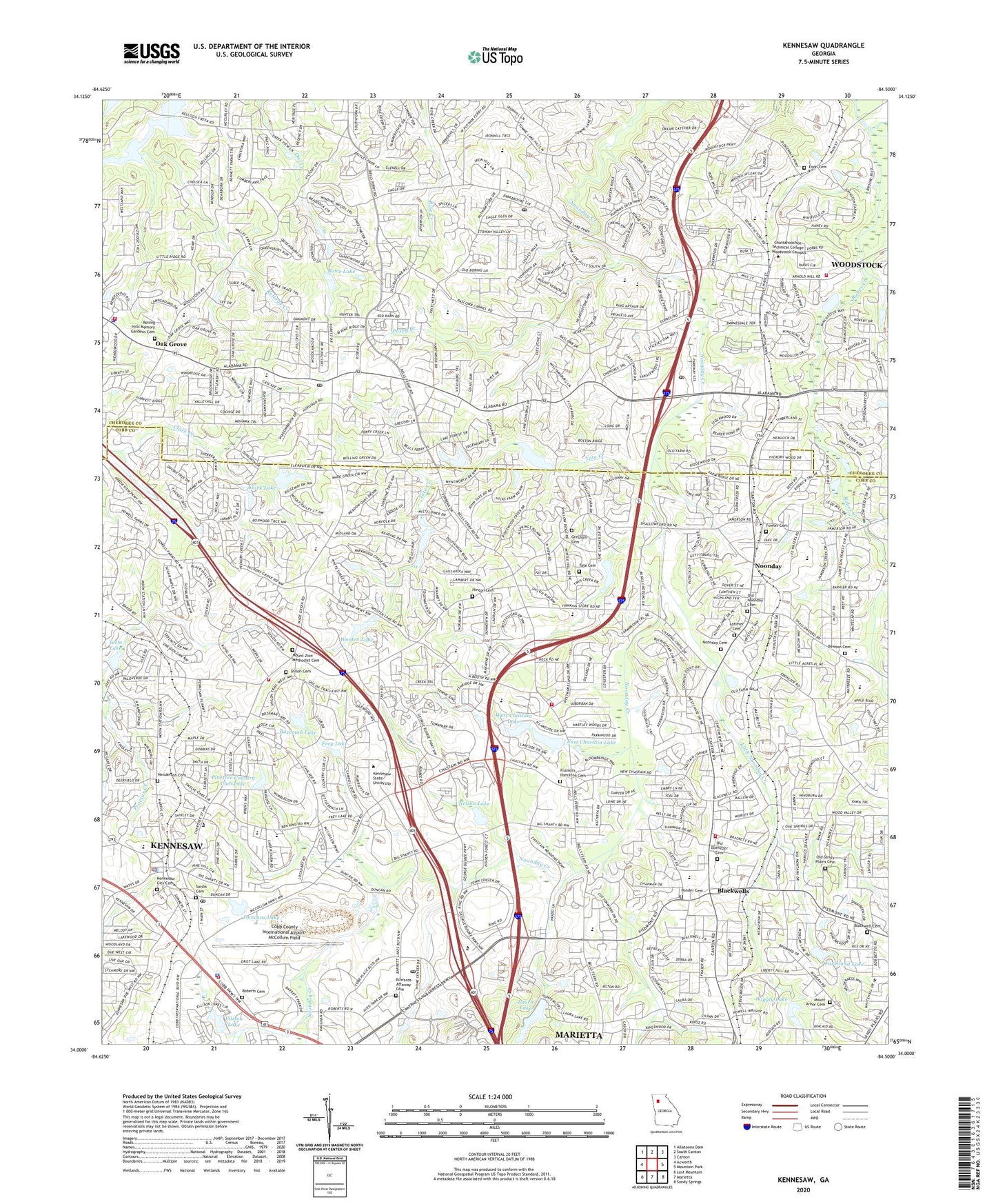 Kennesaw Georgia US Topo Map Image