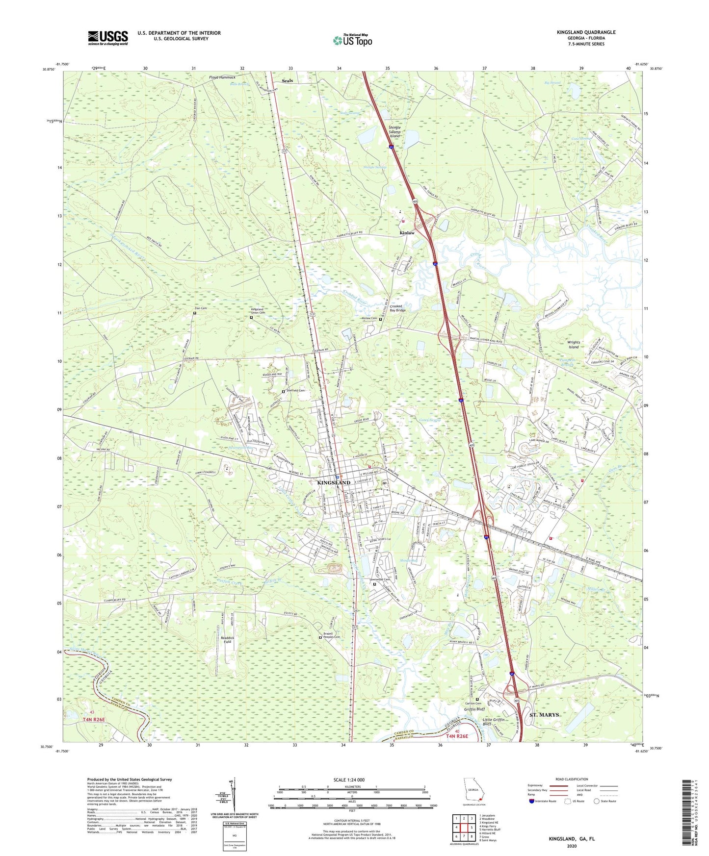 Kingsland Georgia US Topo Map Image