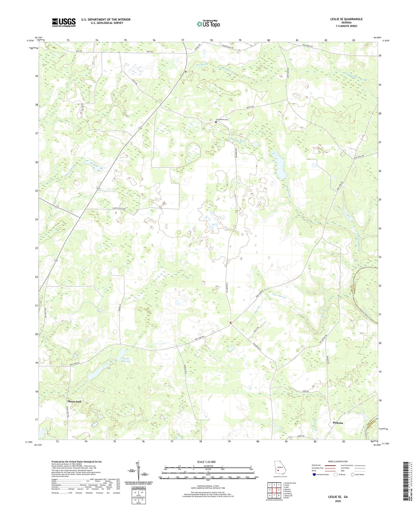 Leslie SE Georgia US Topo Map Image