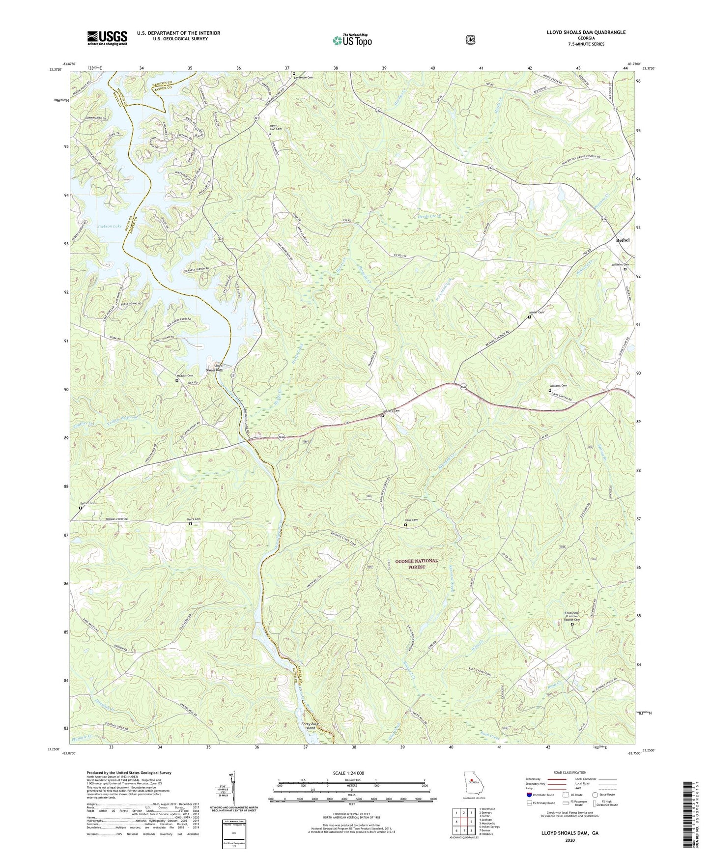 Lloyd Shoals Dam Georgia US Topo Map Image