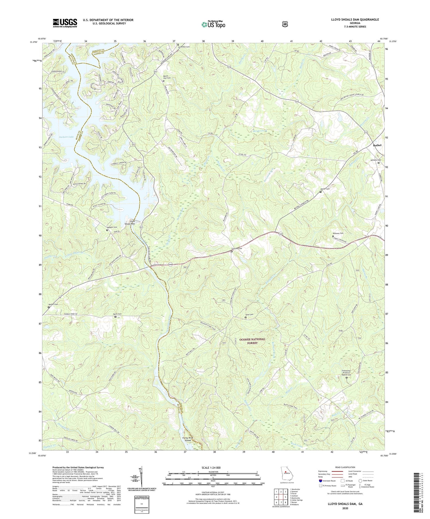 Lloyd Shoals Dam Georgia US Topo Map Image