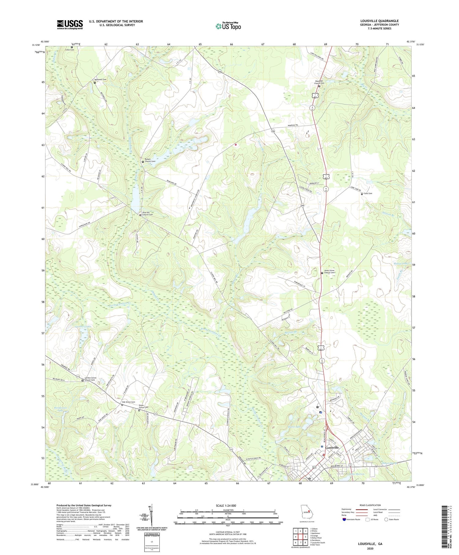 Louisville Georgia US Topo Map Image