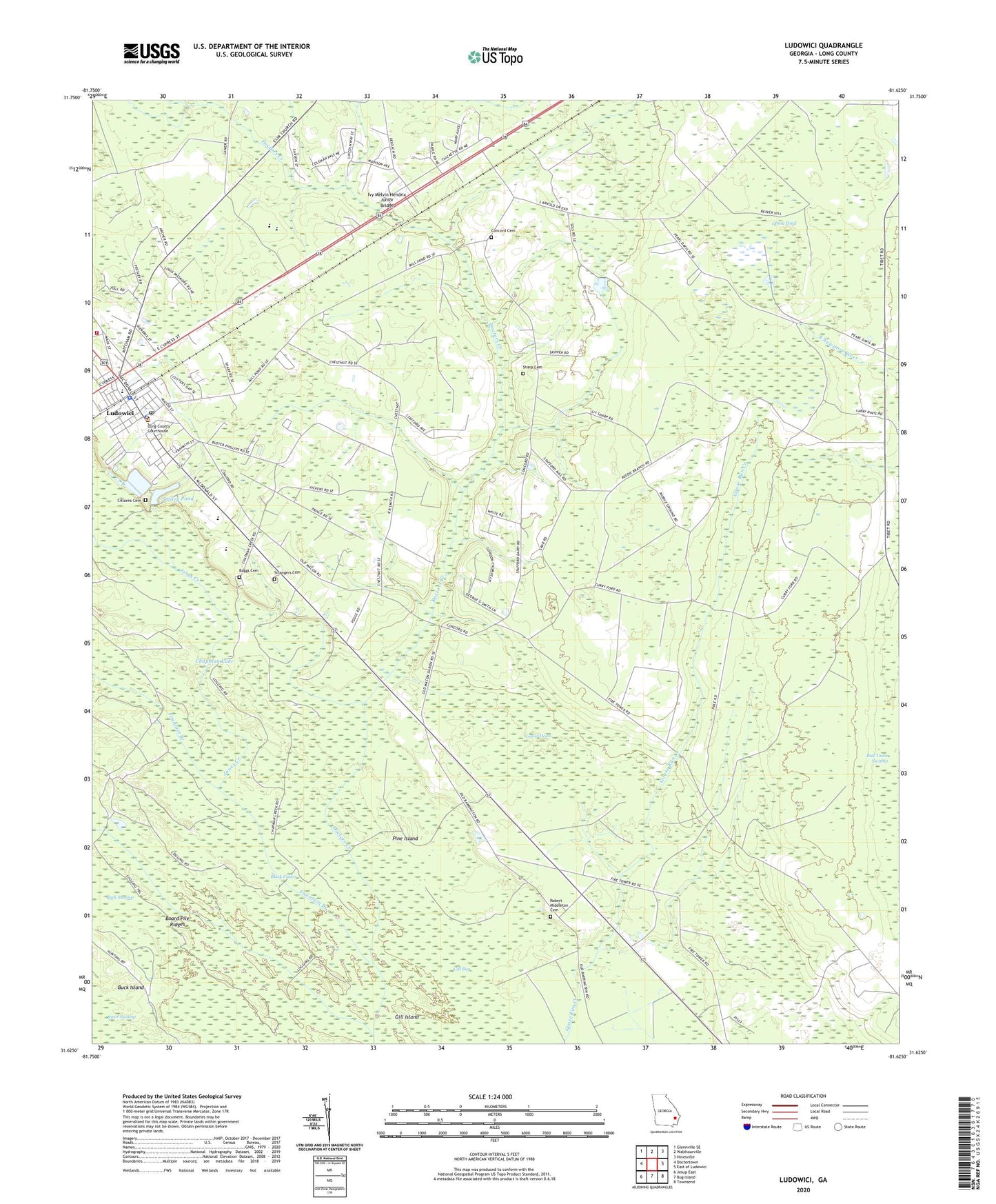 Ludowici Georgia US Topo Map Image
