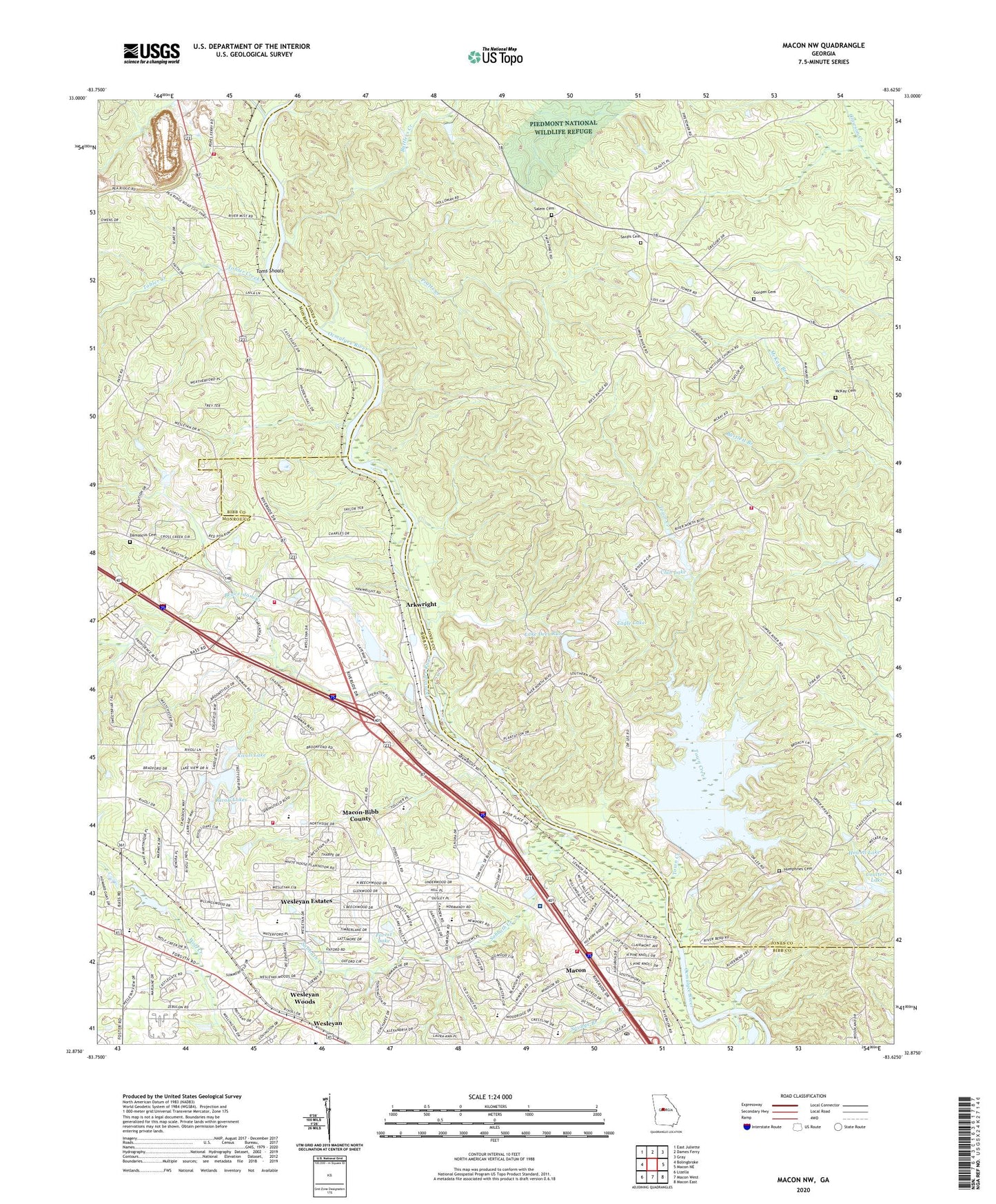 Macon NW Georgia US Topo Map Image
