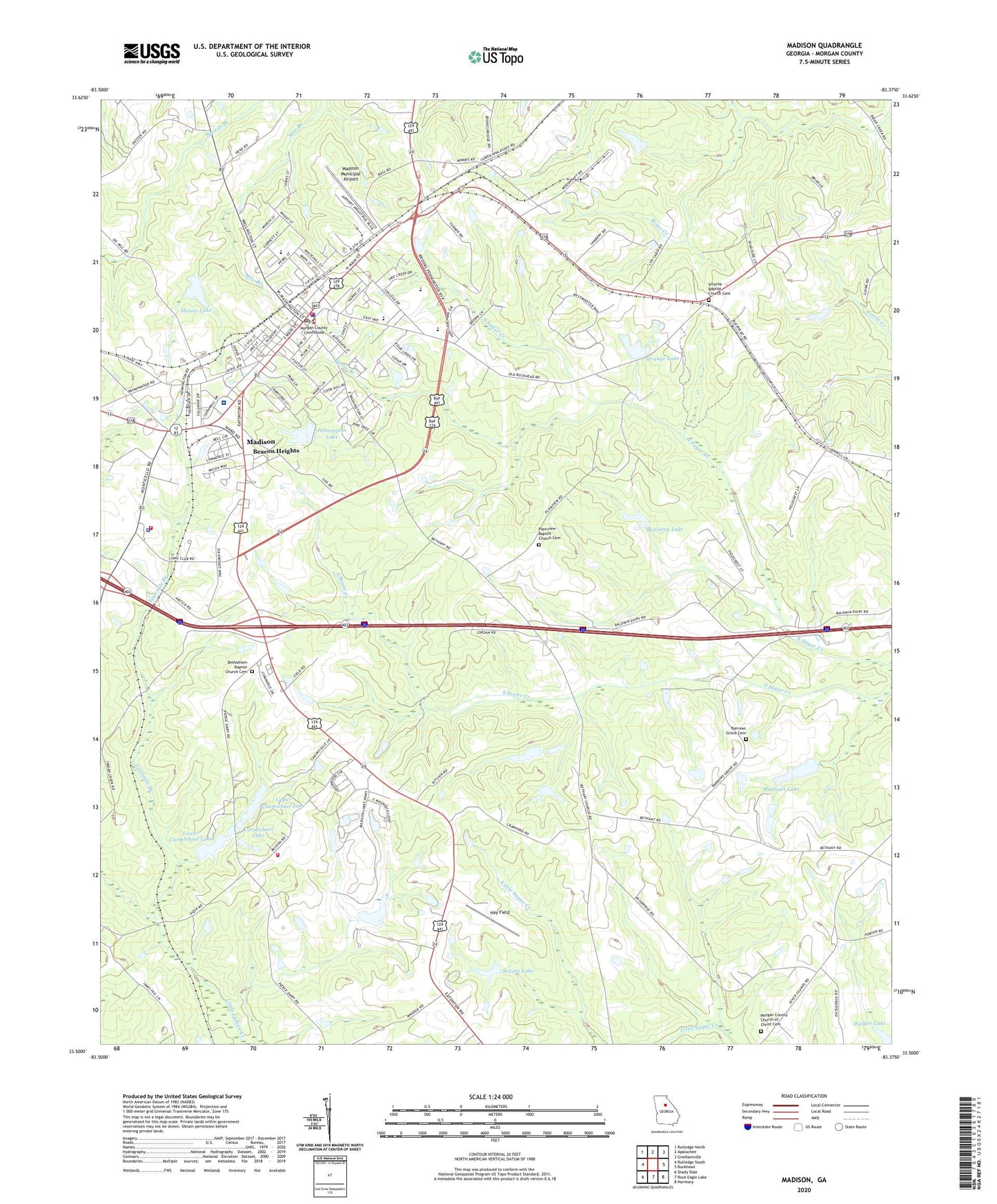Madison Georgia US Topo Map Image