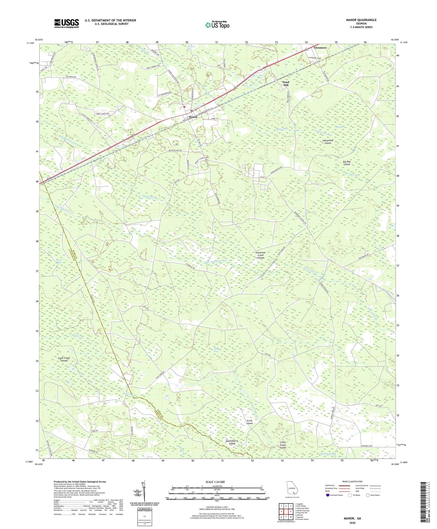 Manor Georgia US Topo Map Image