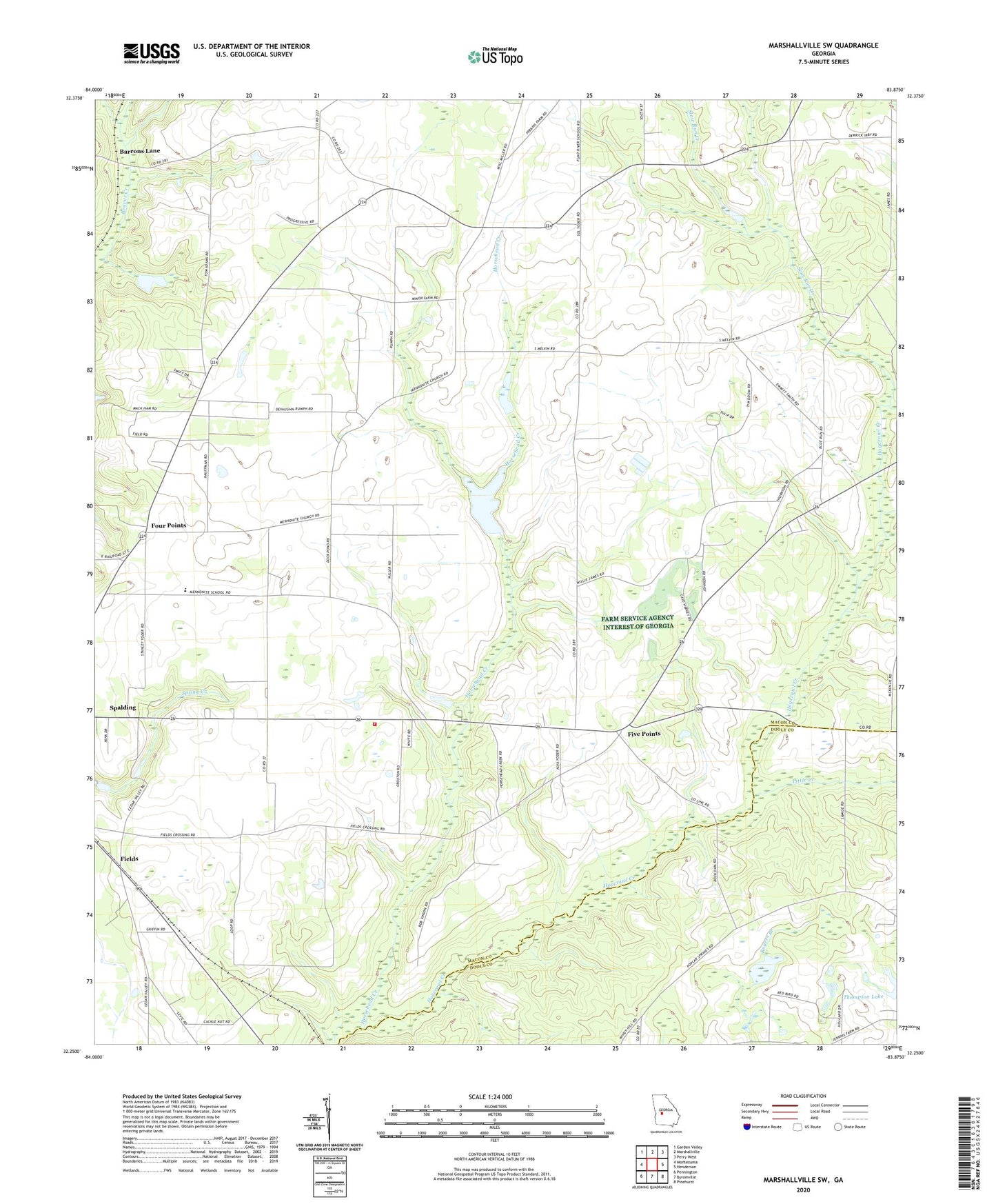Marshallville SW Georgia US Topo Map Image