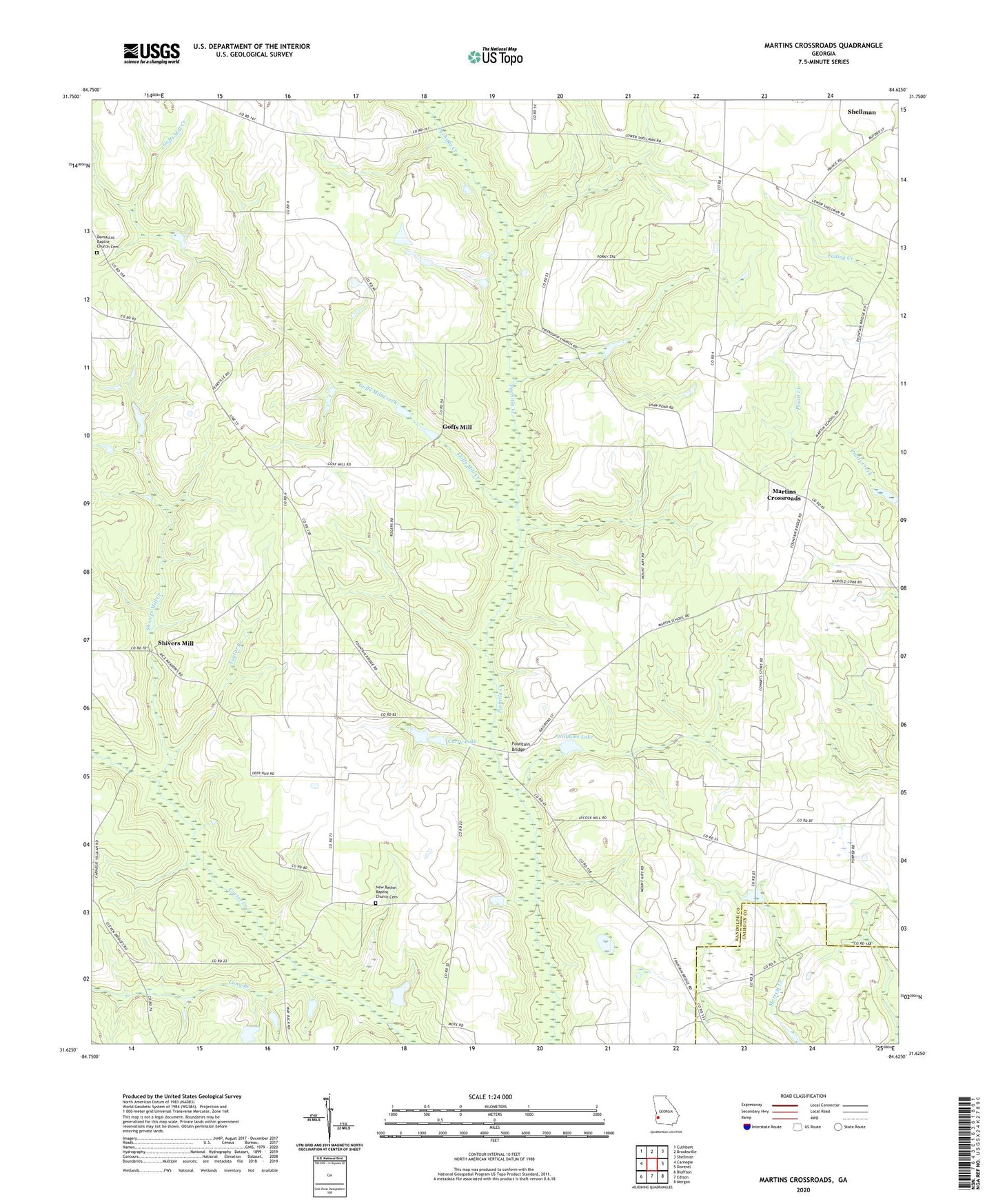 Martins Crossroads Georgia US Topo Map Image