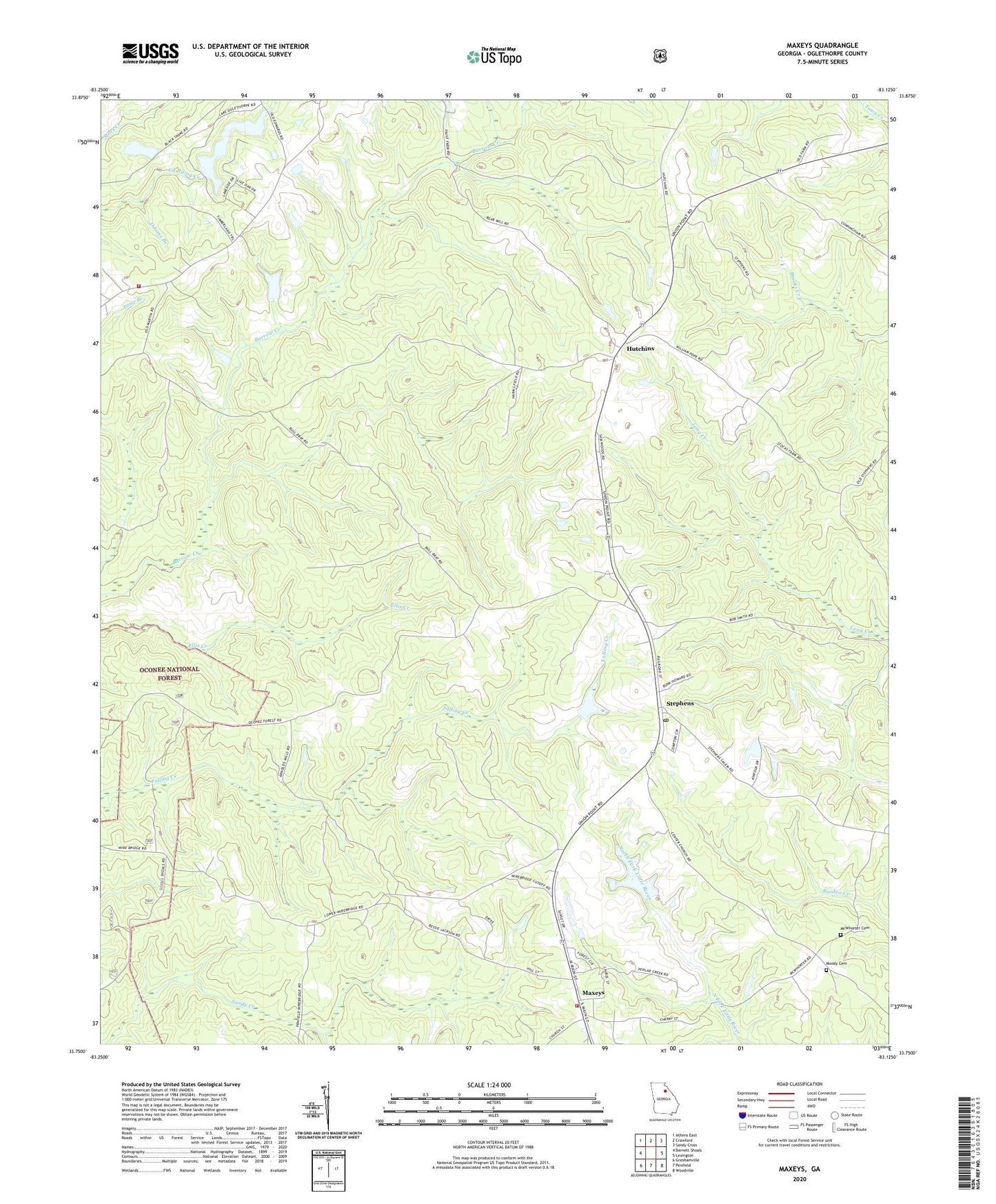 Maxeys Georgia US Topo Map Image