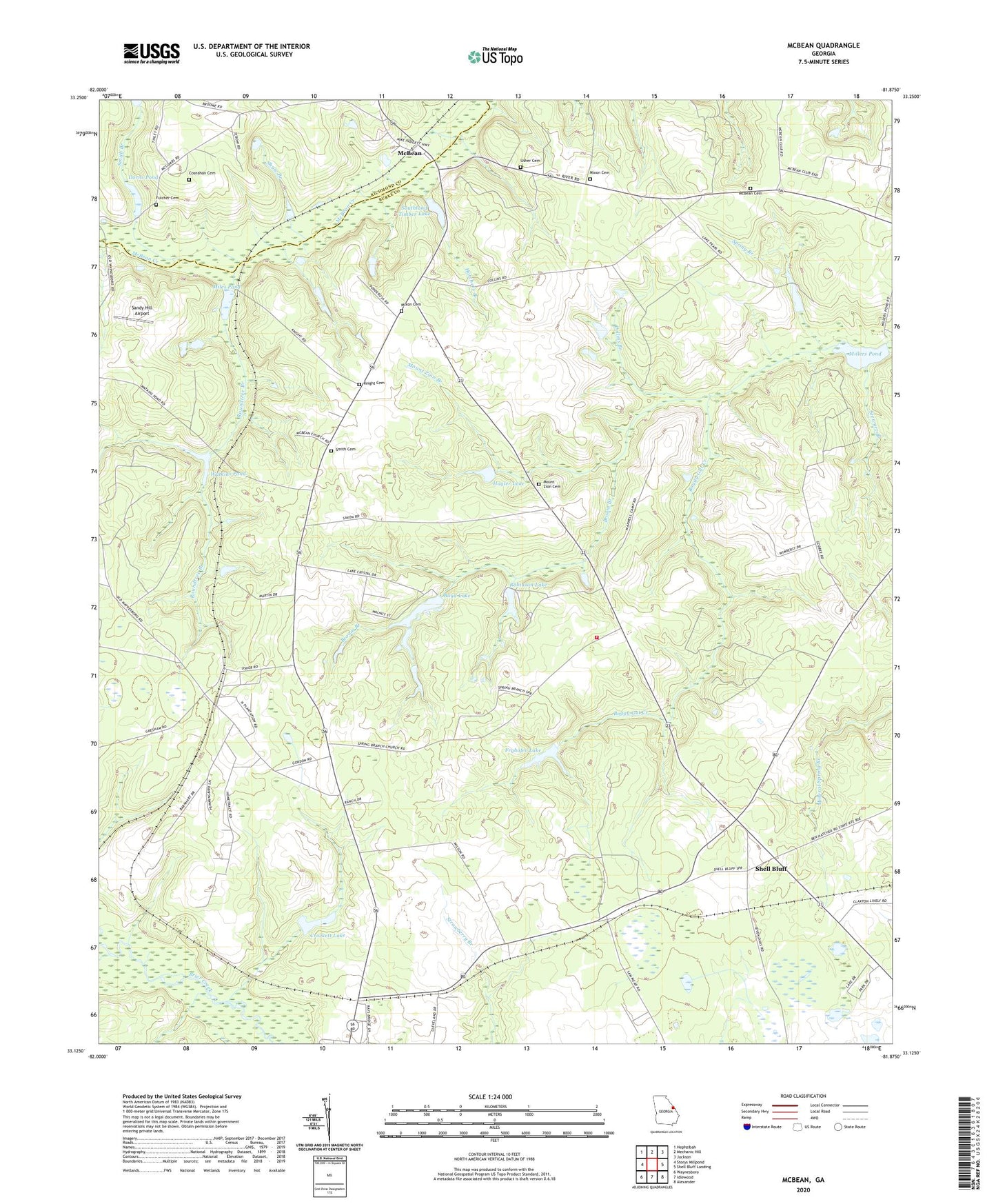 McBean Georgia US Topo Map Image