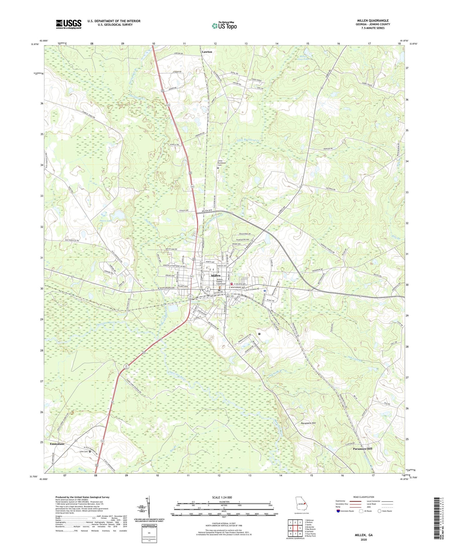 Millen Georgia US Topo Map Image