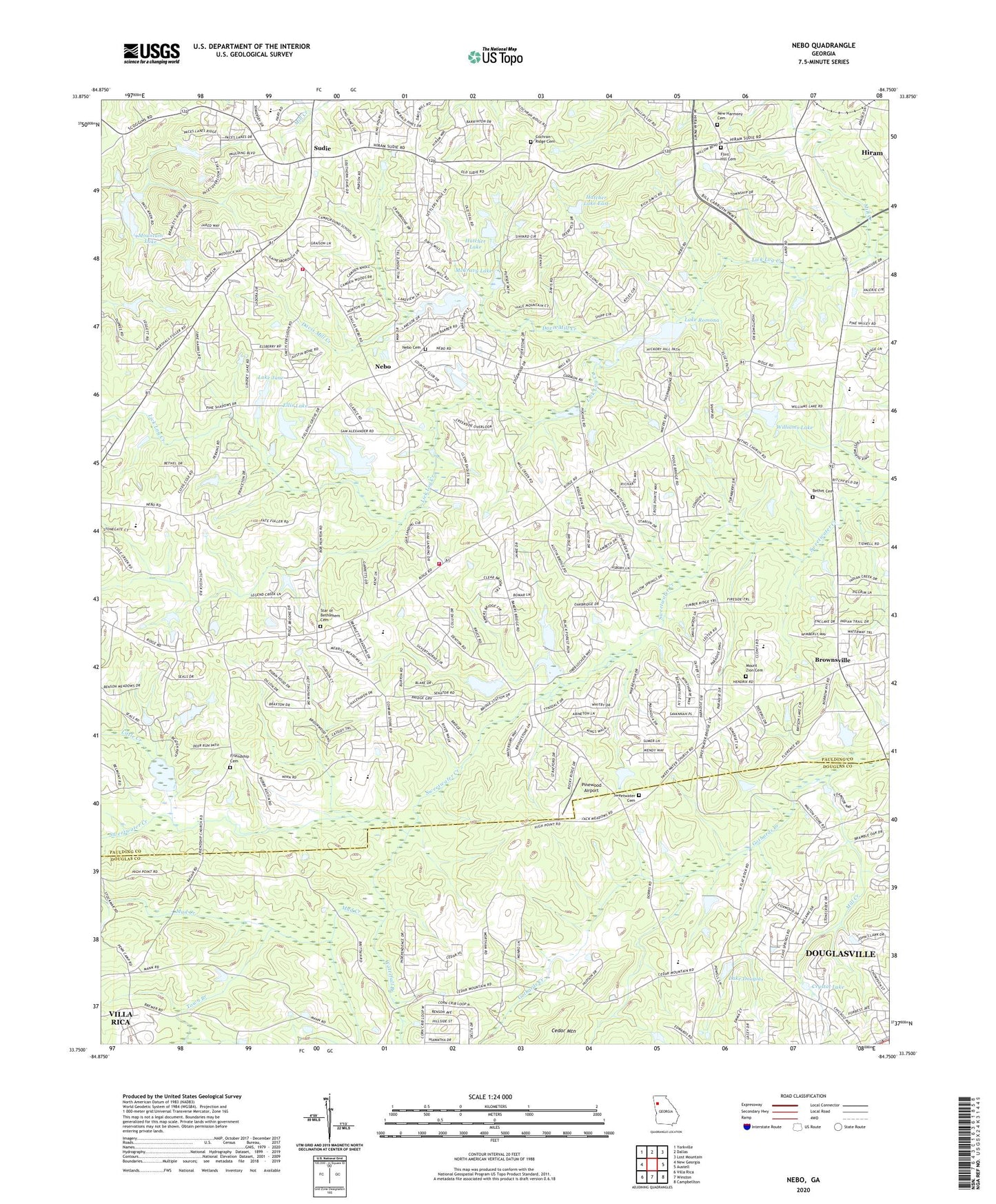 Nebo Georgia US Topo Map Image