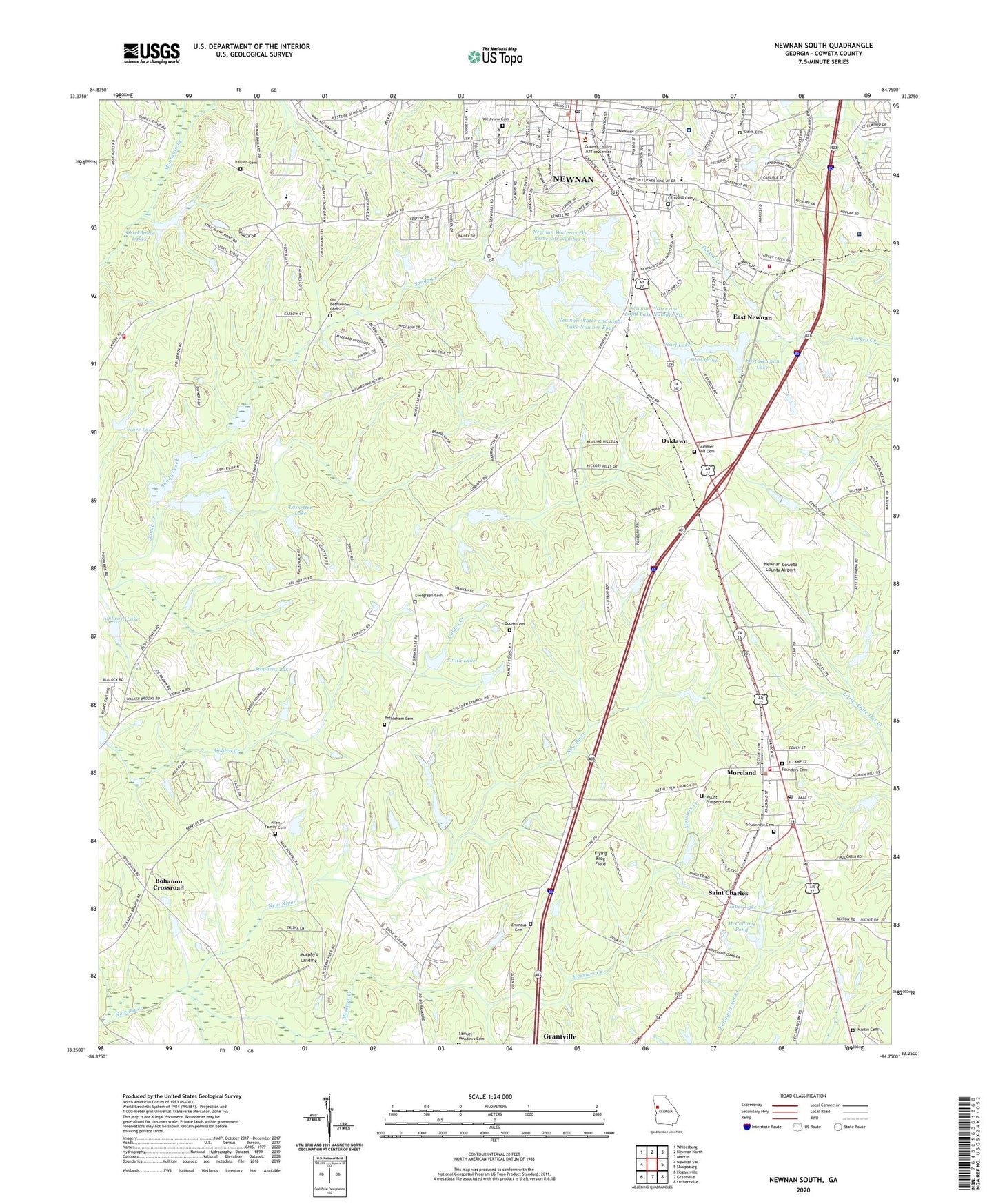 Newnan South Georgia US Topo Map Image