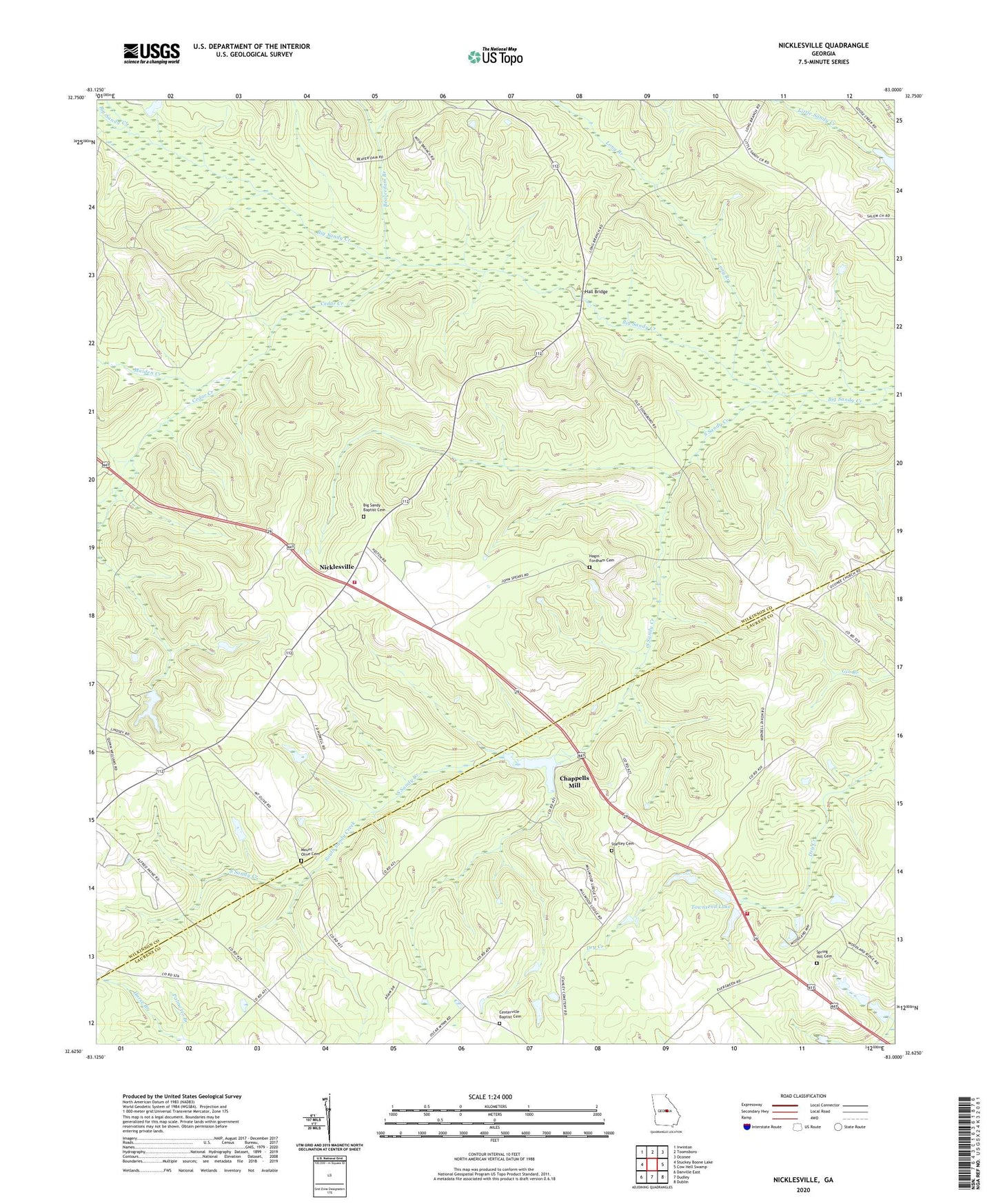 Nicklesville Georgia US Topo Map Image