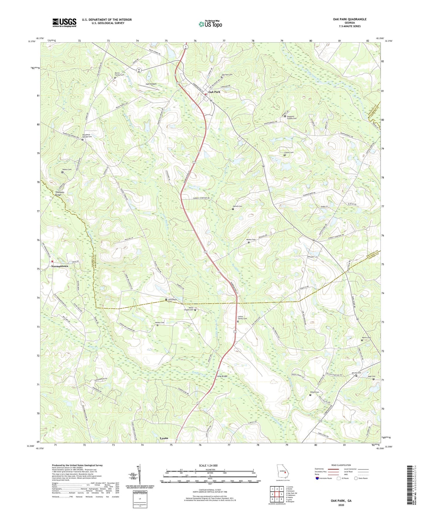 Oak Park Georgia US Topo Map Image