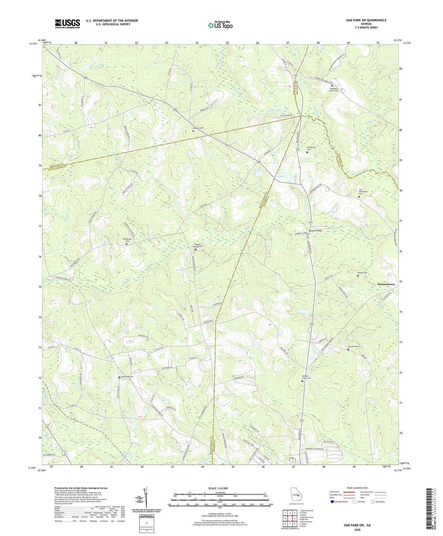 Oak Park SW Georgia US Topo Map Image