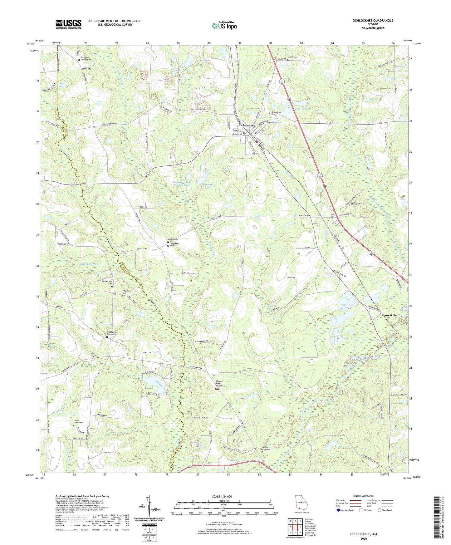 Ochlocknee Georgia US Topo Map Image