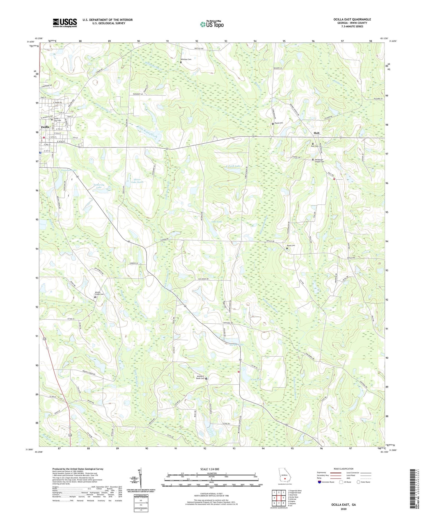 Ocilla East Georgia US Topo Map Image