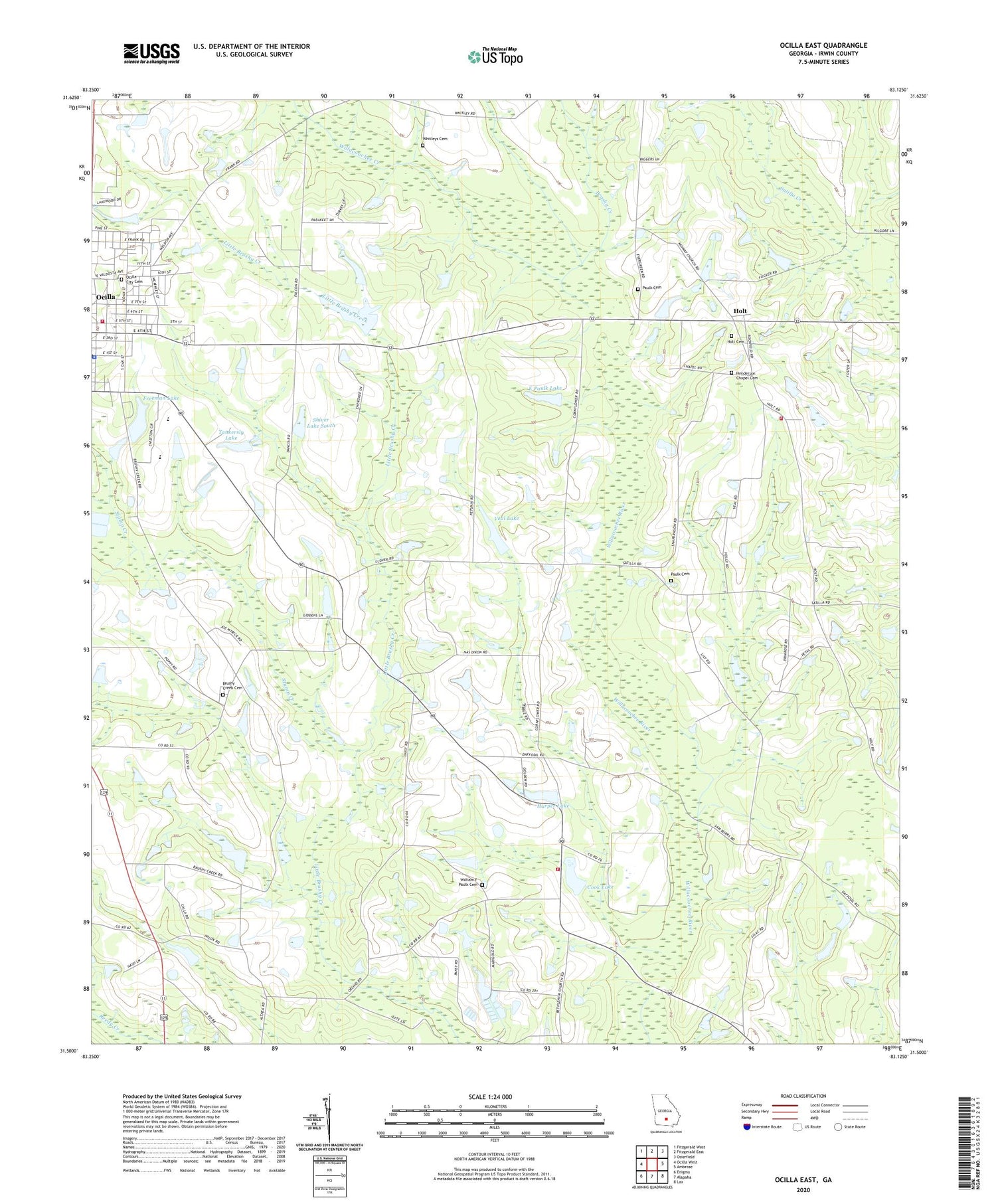 Ocilla East Georgia US Topo Map Image