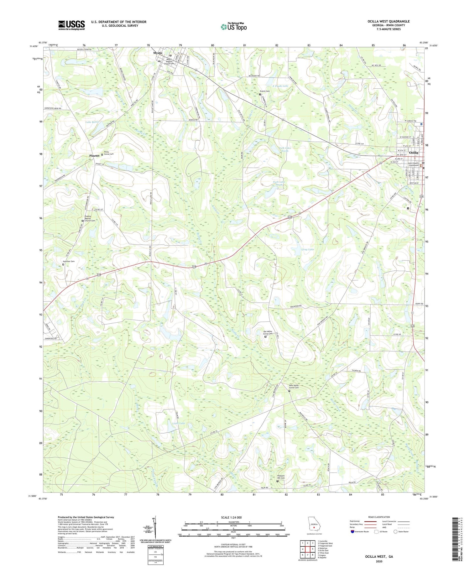Ocilla West Georgia US Topo Map Image