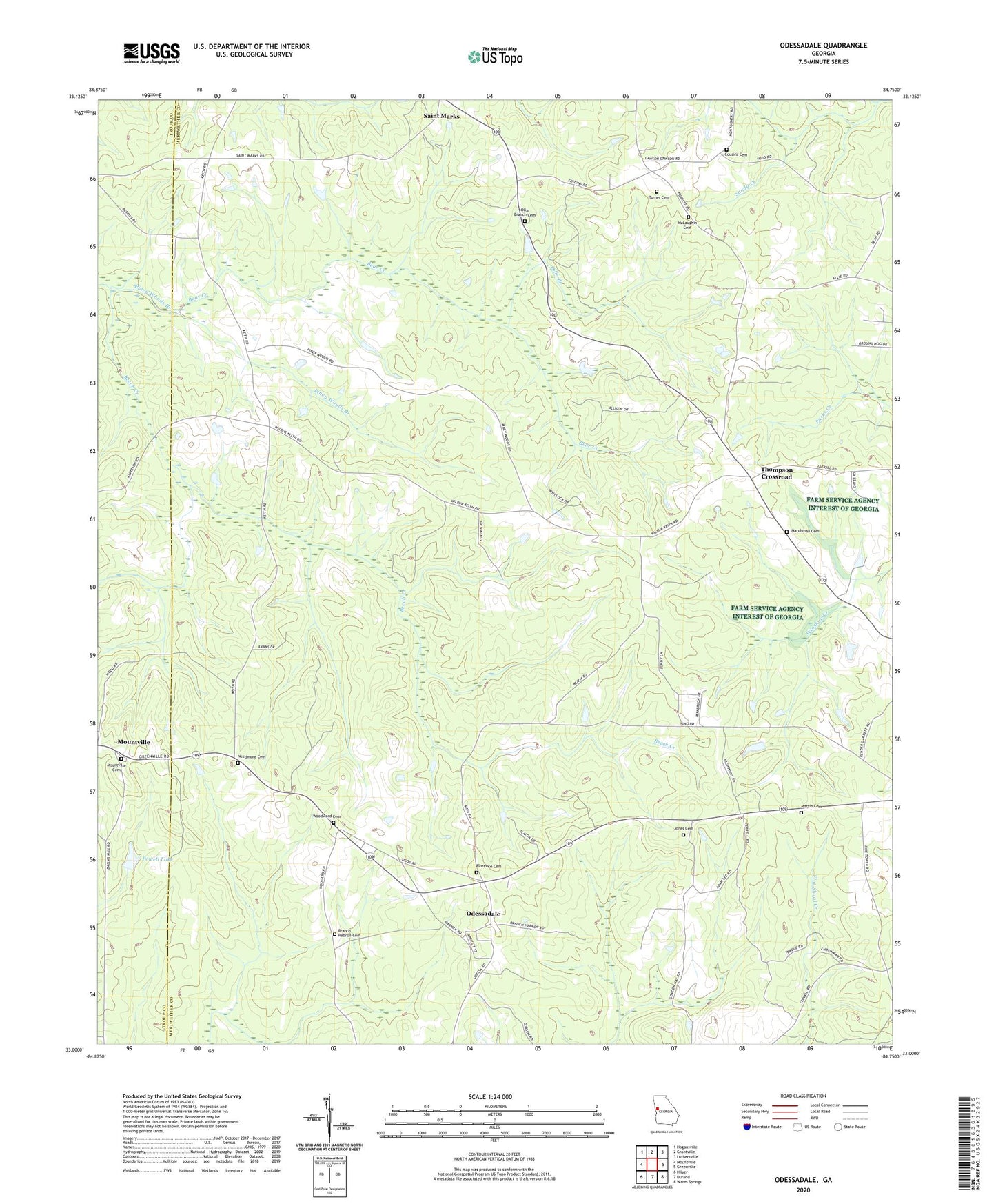 Odessadale Georgia US Topo Map Image