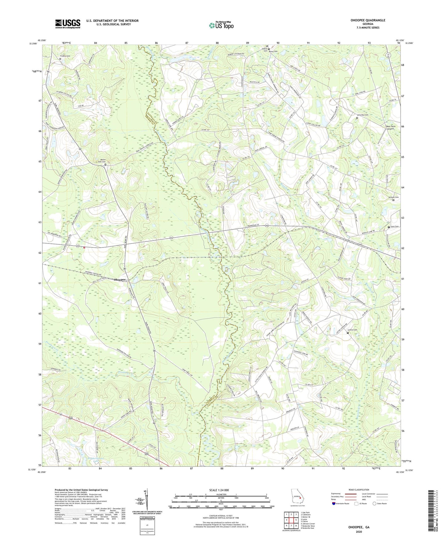 Ohoopee Georgia US Topo Map Image
