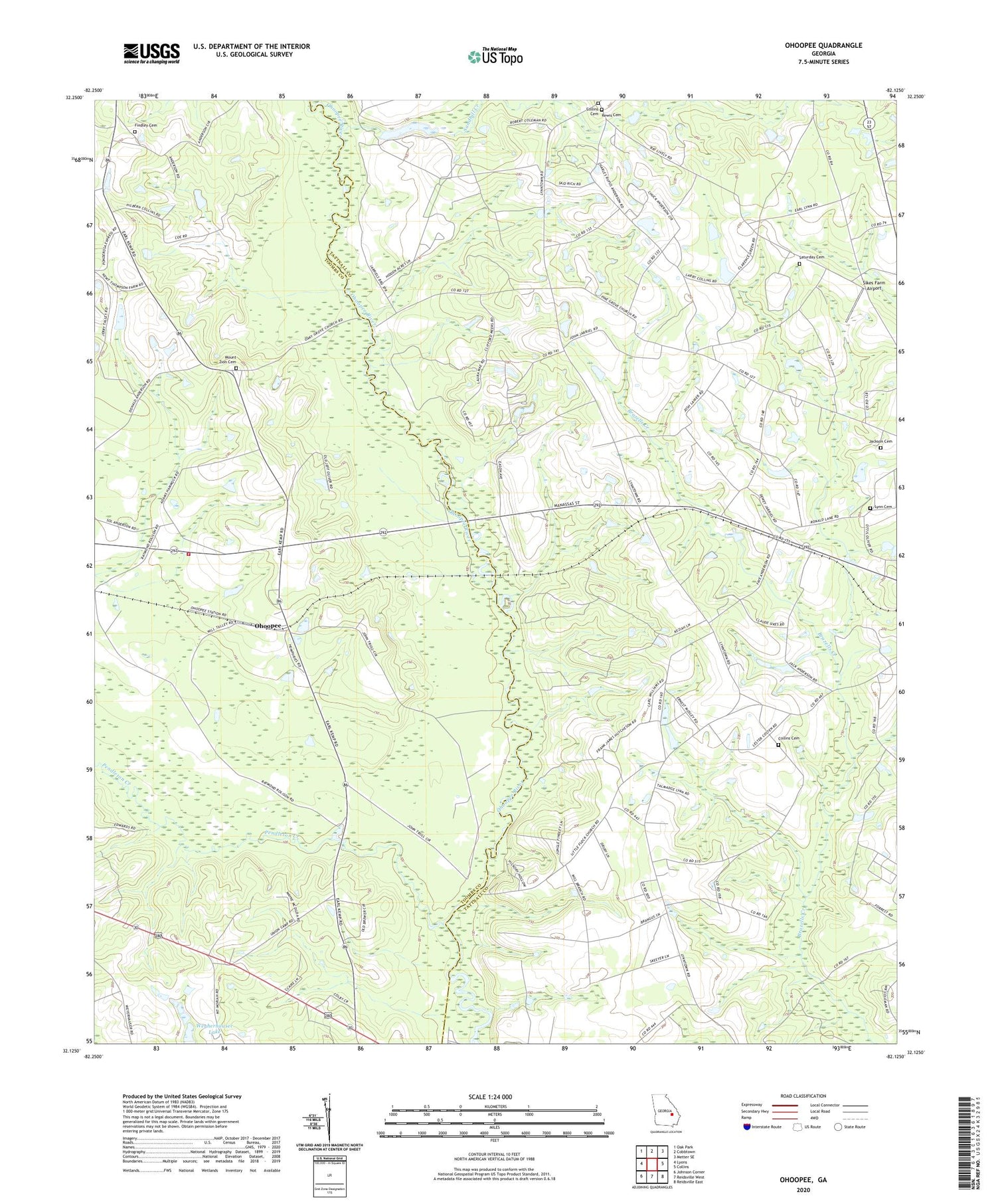 Ohoopee Georgia US Topo Map Image