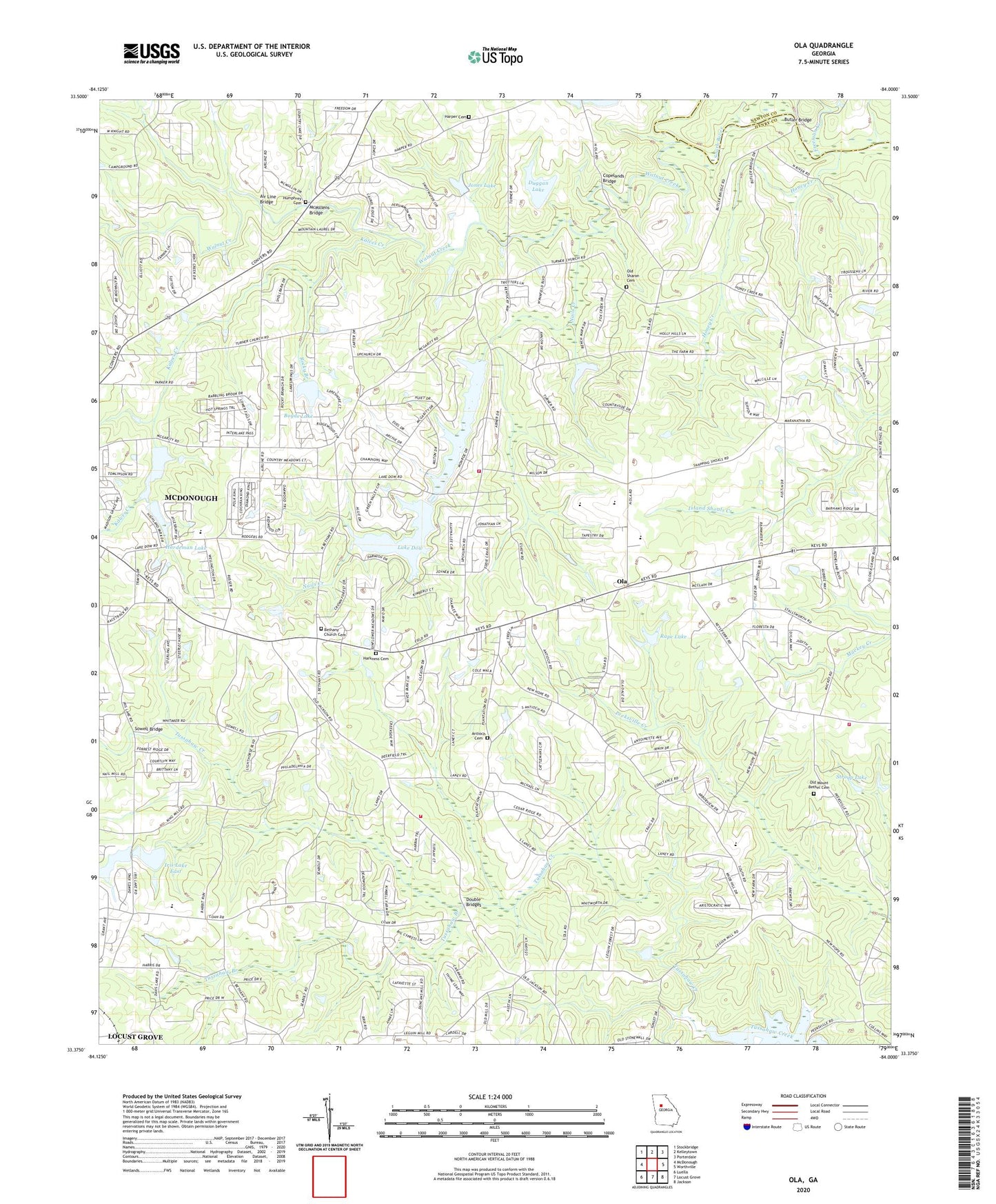 Ola Georgia US Topo Map Image